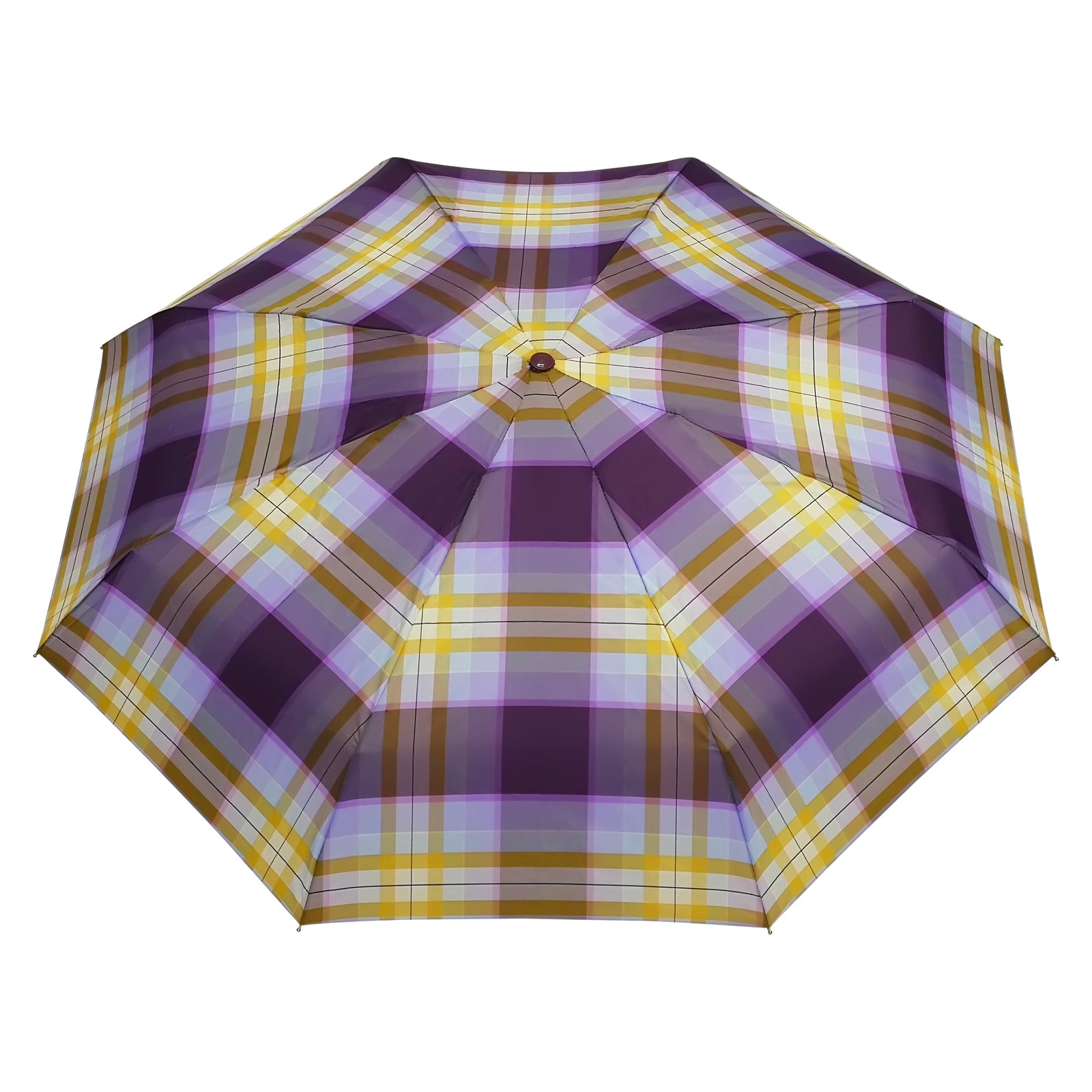 POPY NANO 5 FOLD CHECK PRINT UMBRELLA WITH SILVER COATING