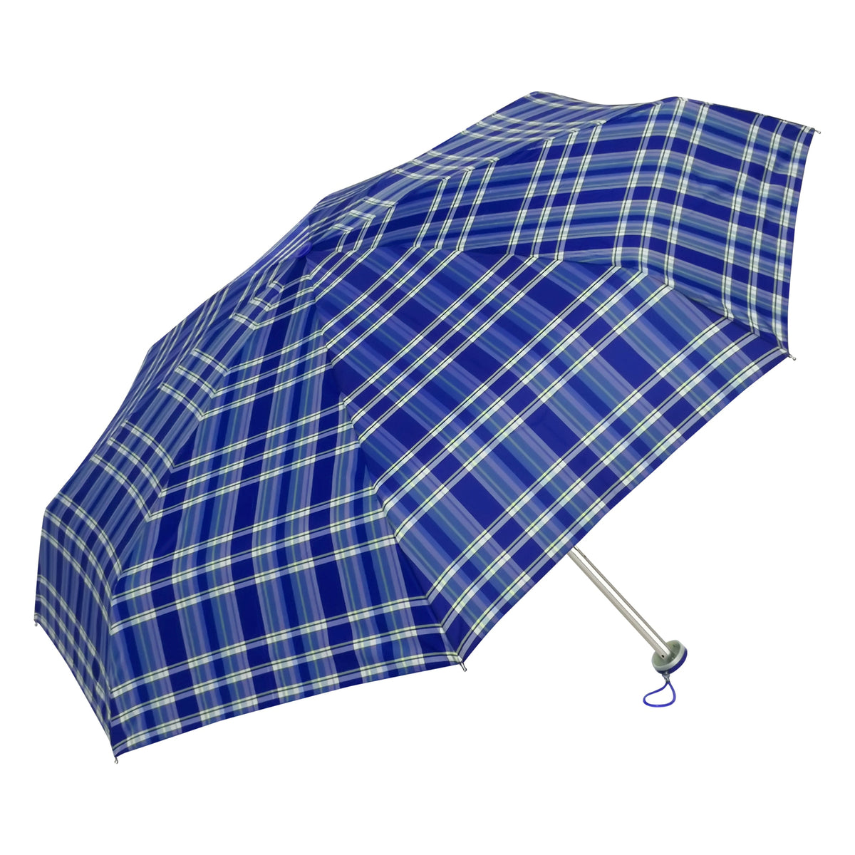 POPY NANO 5 FOLD CHECK PRINT UMBRELLA WITH SILVER COATING
