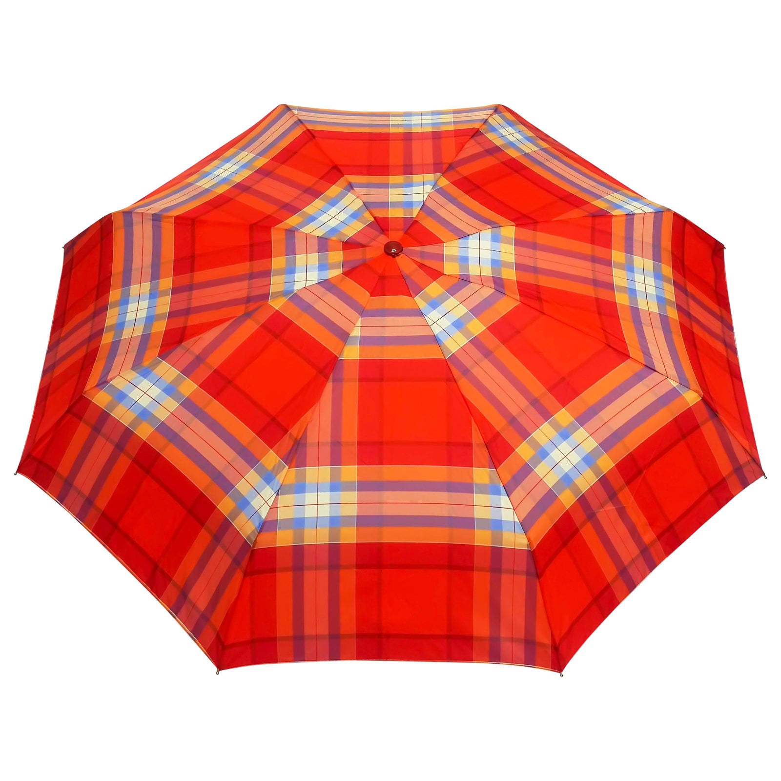 POPY NANO 5 FOLD CHECK PRINT UMBRELLA WITH SILVER COATING