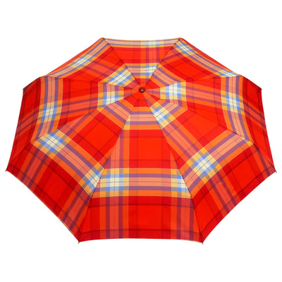 POPY NANO 5 FOLD CHECK PRINT UMBRELLA WITH SILVER COATING