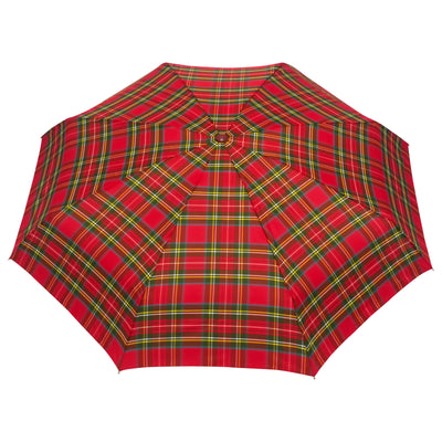 POPY NANO 5 FOLD CHECK PRINT UMBRELLA WITH SILVER COATING