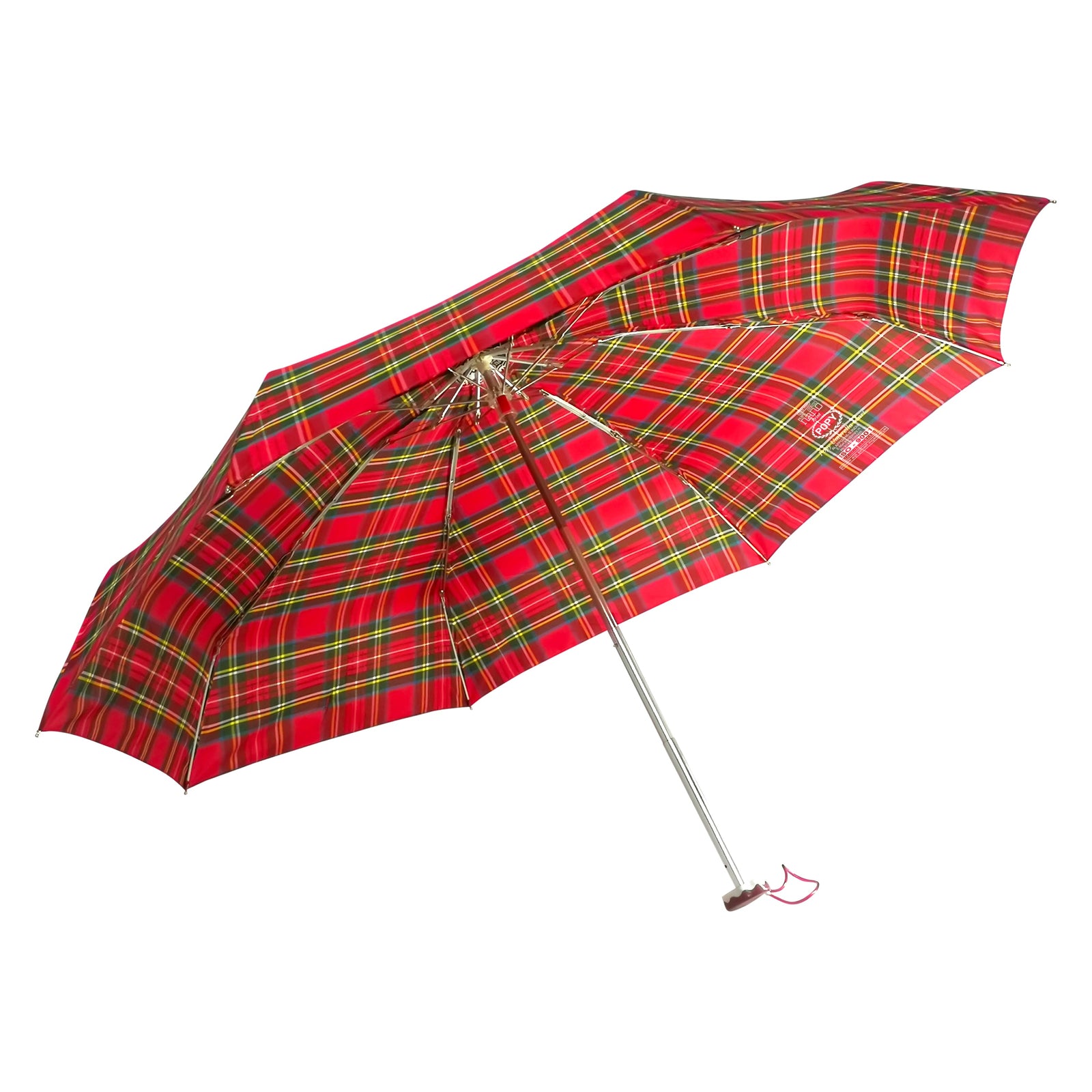 POPY NANO 5 FOLD CHECK PRINT UMBRELLA WITH SILVER COATING