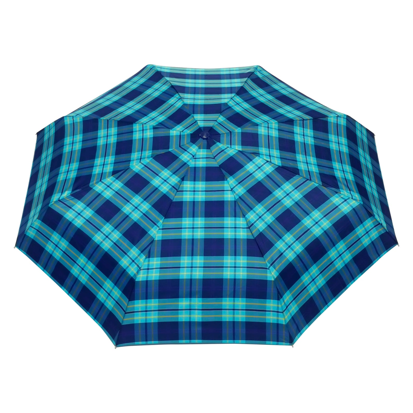 POPY NANO 5 FOLD CHECK PRINT UMBRELLA WITH SILVER COATING