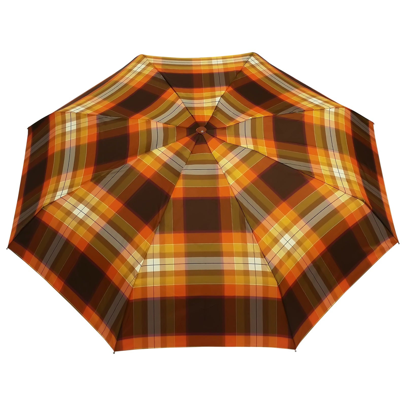 POPY NANO 5 FOLD CHECK PRINT UMBRELLA WITH SILVER COATING