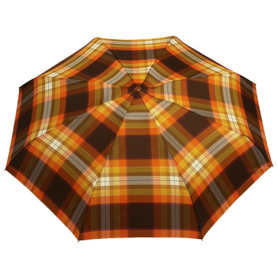 POPY NANO 5 FOLD CHECK PRINT UMBRELLA WITH SILVER COATING