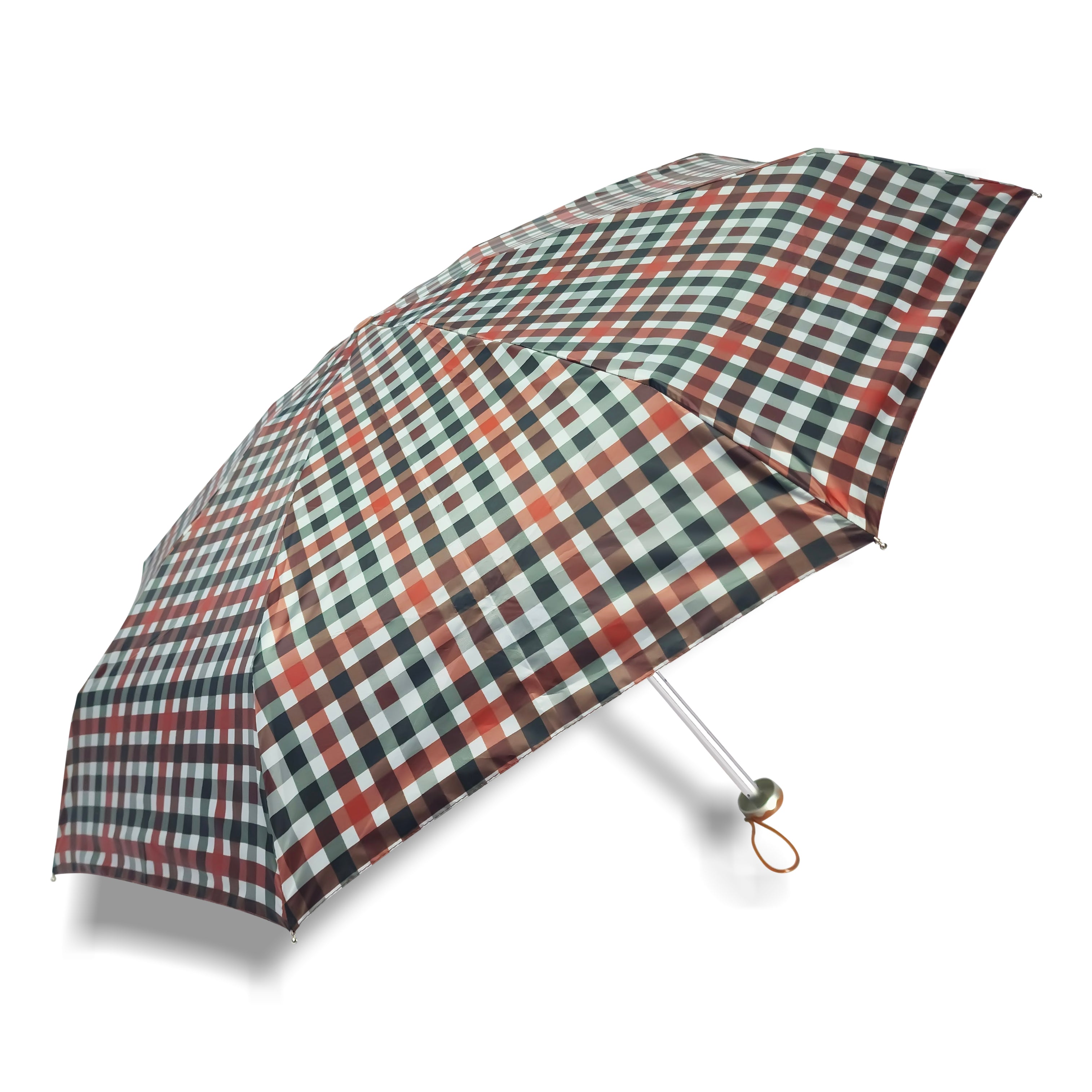 Popy Nano 5 Fold Check Print Umbrella With Silver Coating