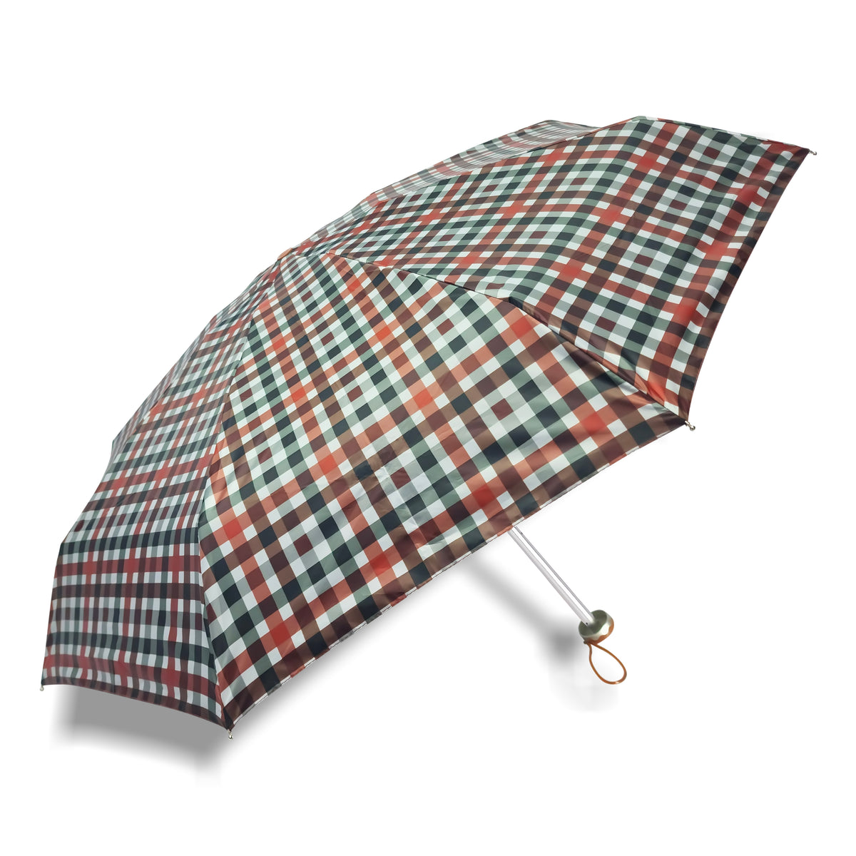 Popy Nano 5 Fold Check Print Umbrella With Silver Coating
