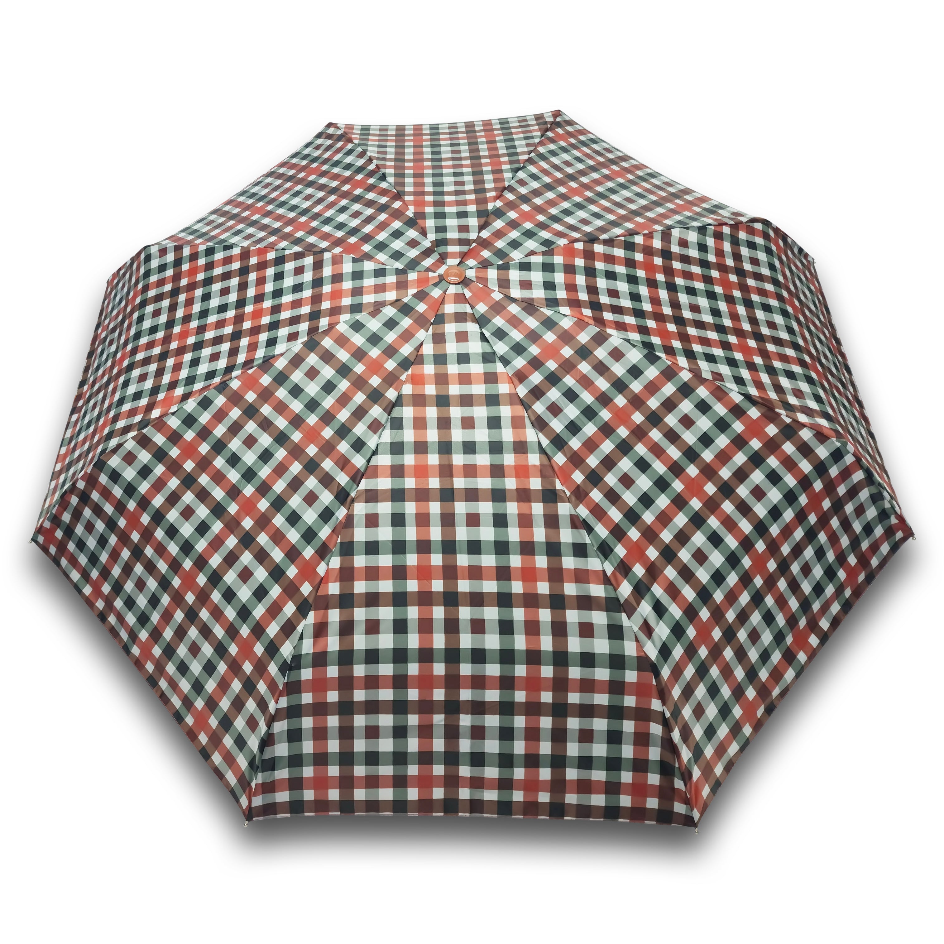 Popy Nano 5 Fold Check Print Umbrella With Silver Coating