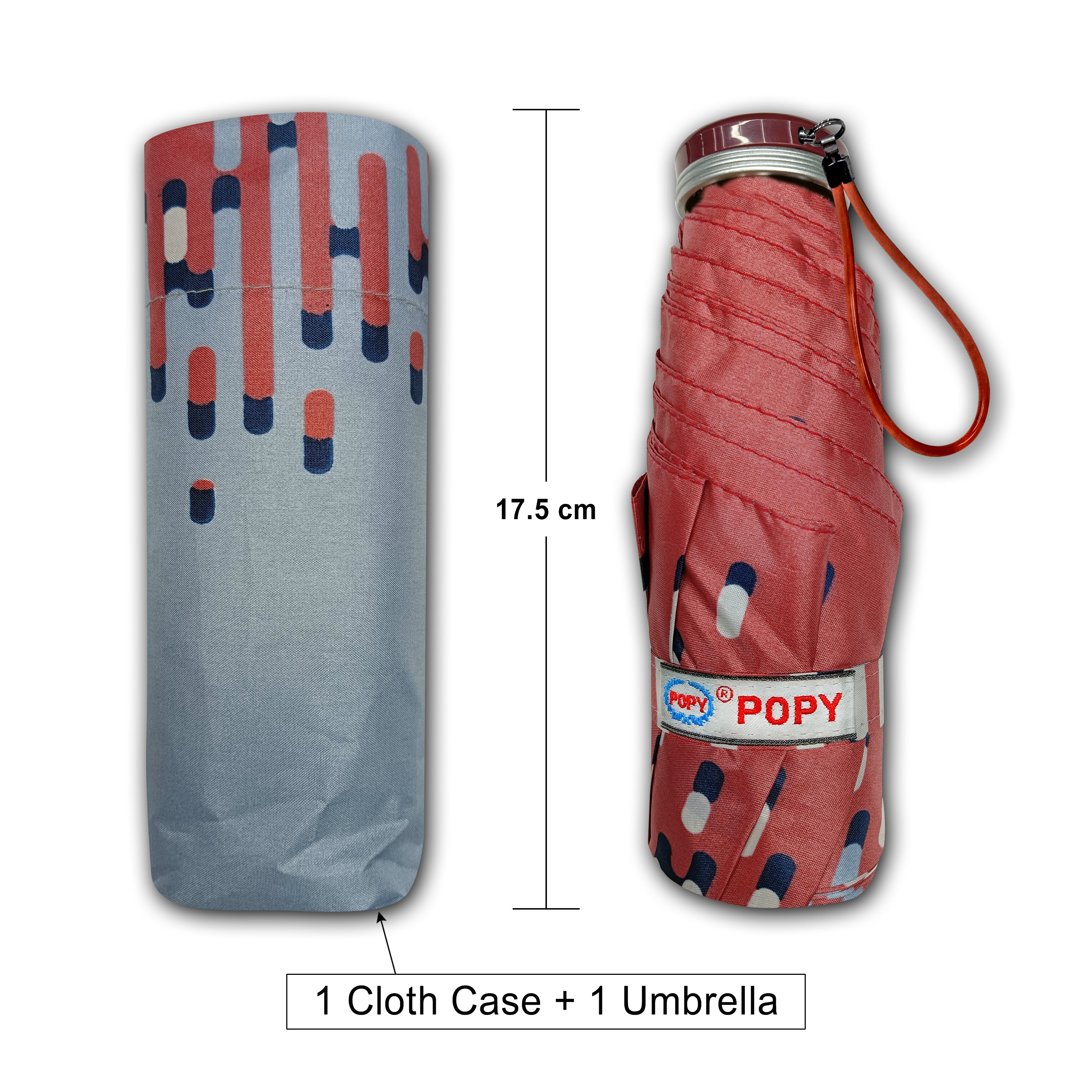 Popy Nano 5 Fold Printed Umbrella With Silver Coating