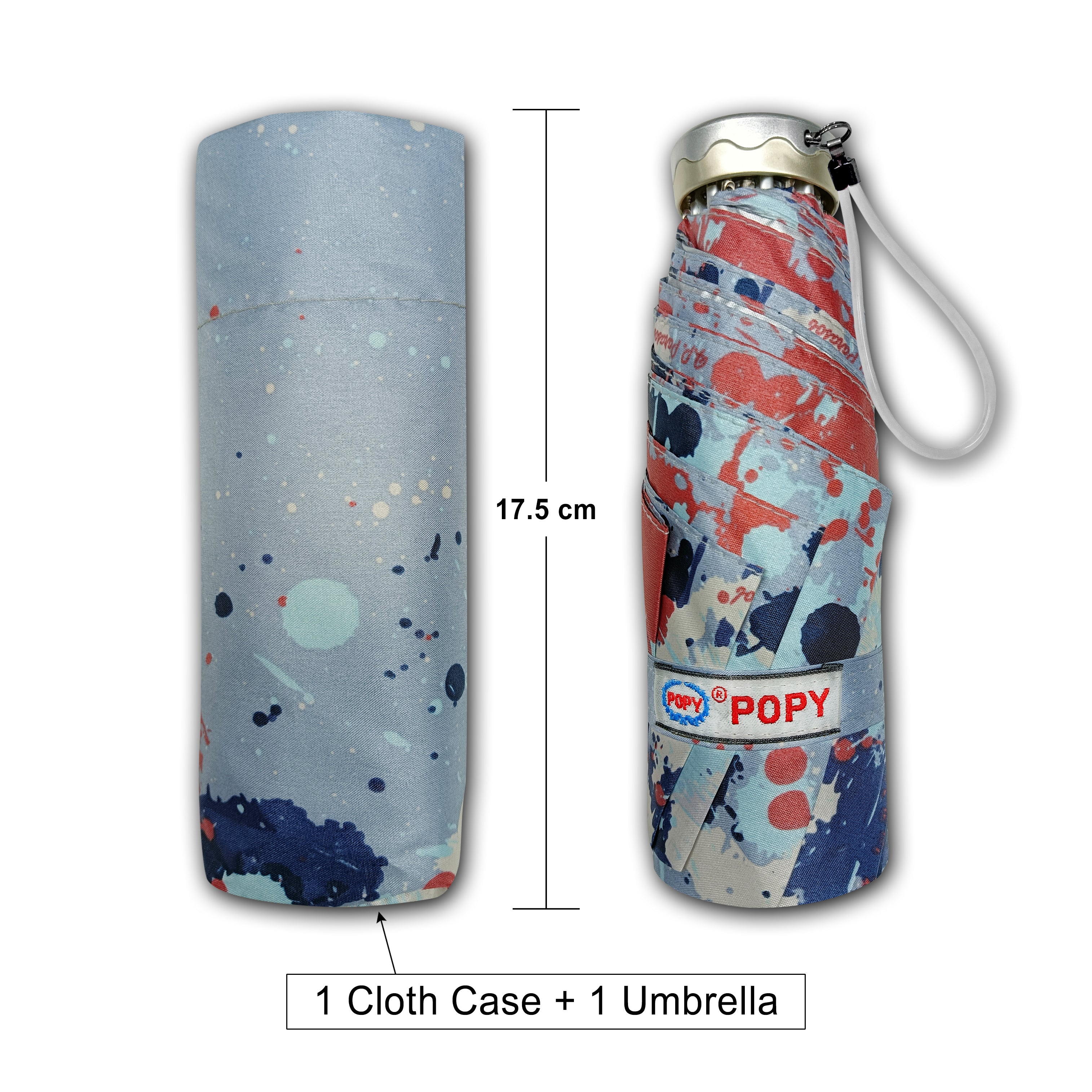 Popy Nano 5 Fold Printed Umbrella With Silver Coating