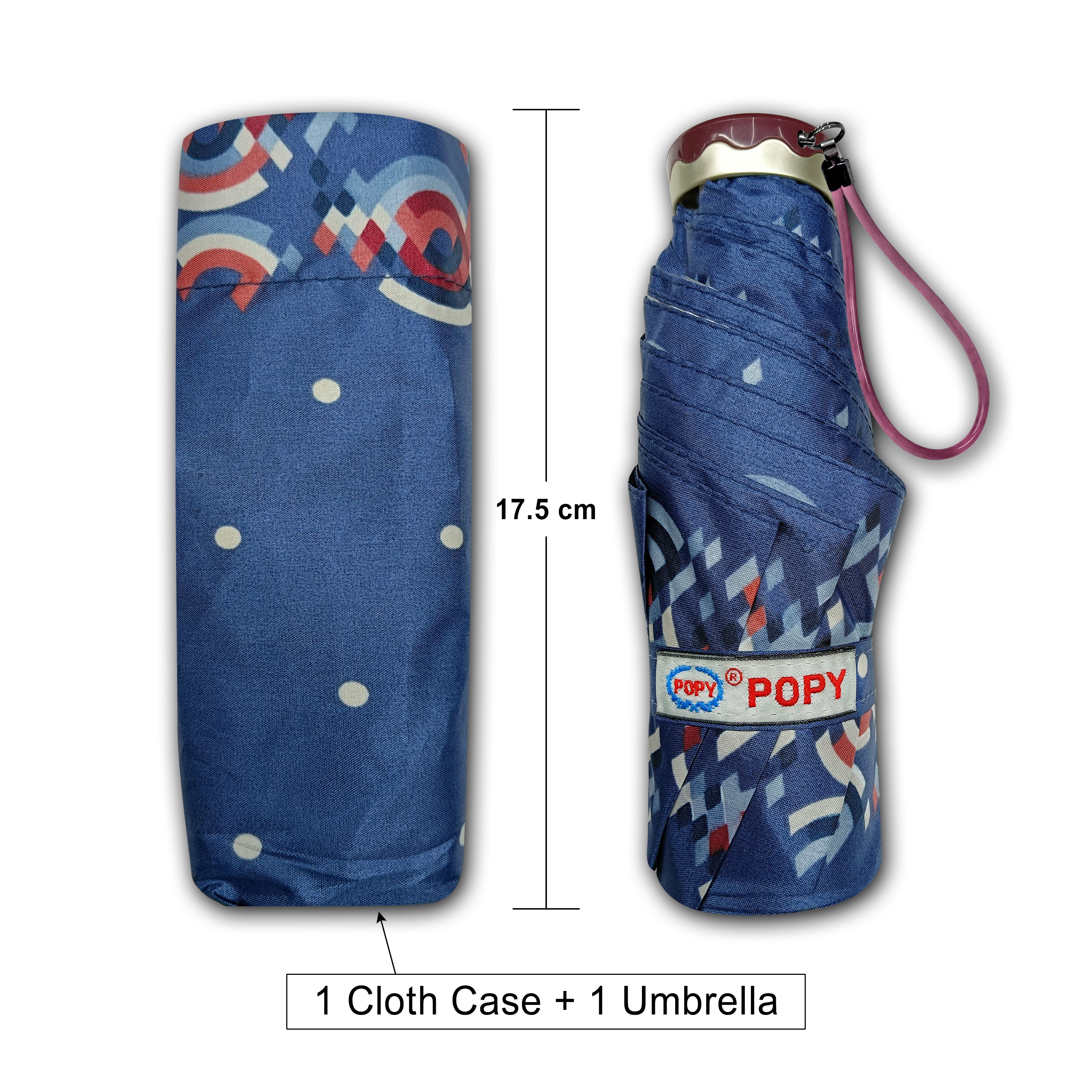 Popy Nano 5 Fold Printed Umbrella With Silver Coating