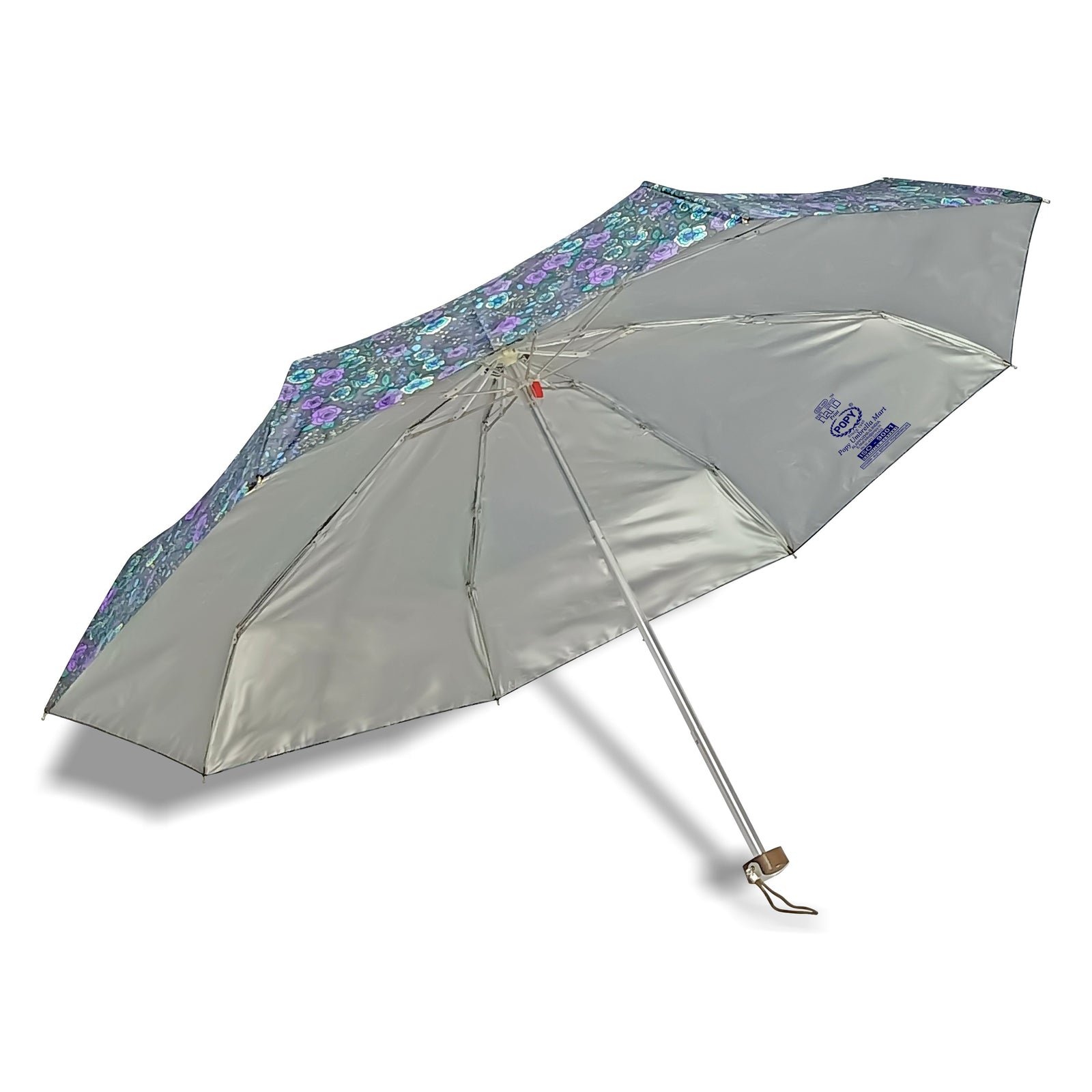 POPY NANO 5 FOLD PRINTED UMBRELLA WITH SILVER COATING
