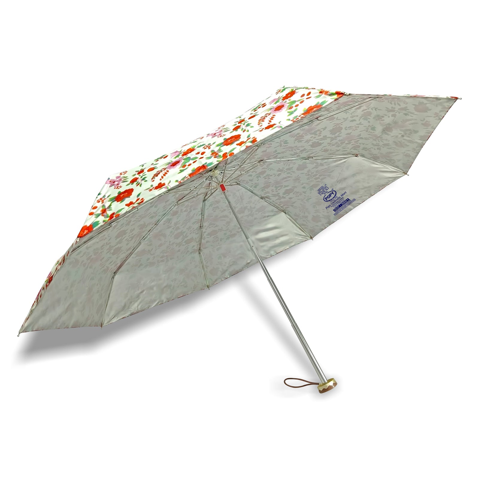 POPY NANO 5 FOLD PRINTED UMBRELLA WITH SILVER COATING