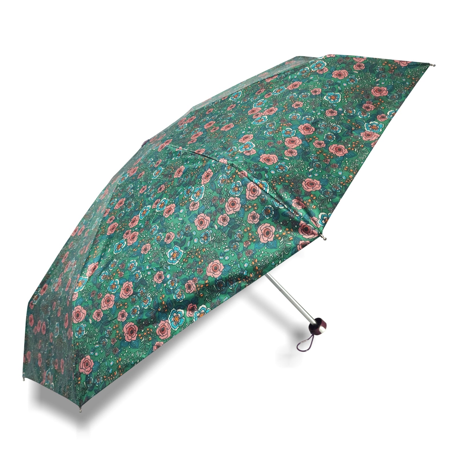 POPY NANO 5 FOLD PRINTED UMBRELLA WITH SILVER COATING
