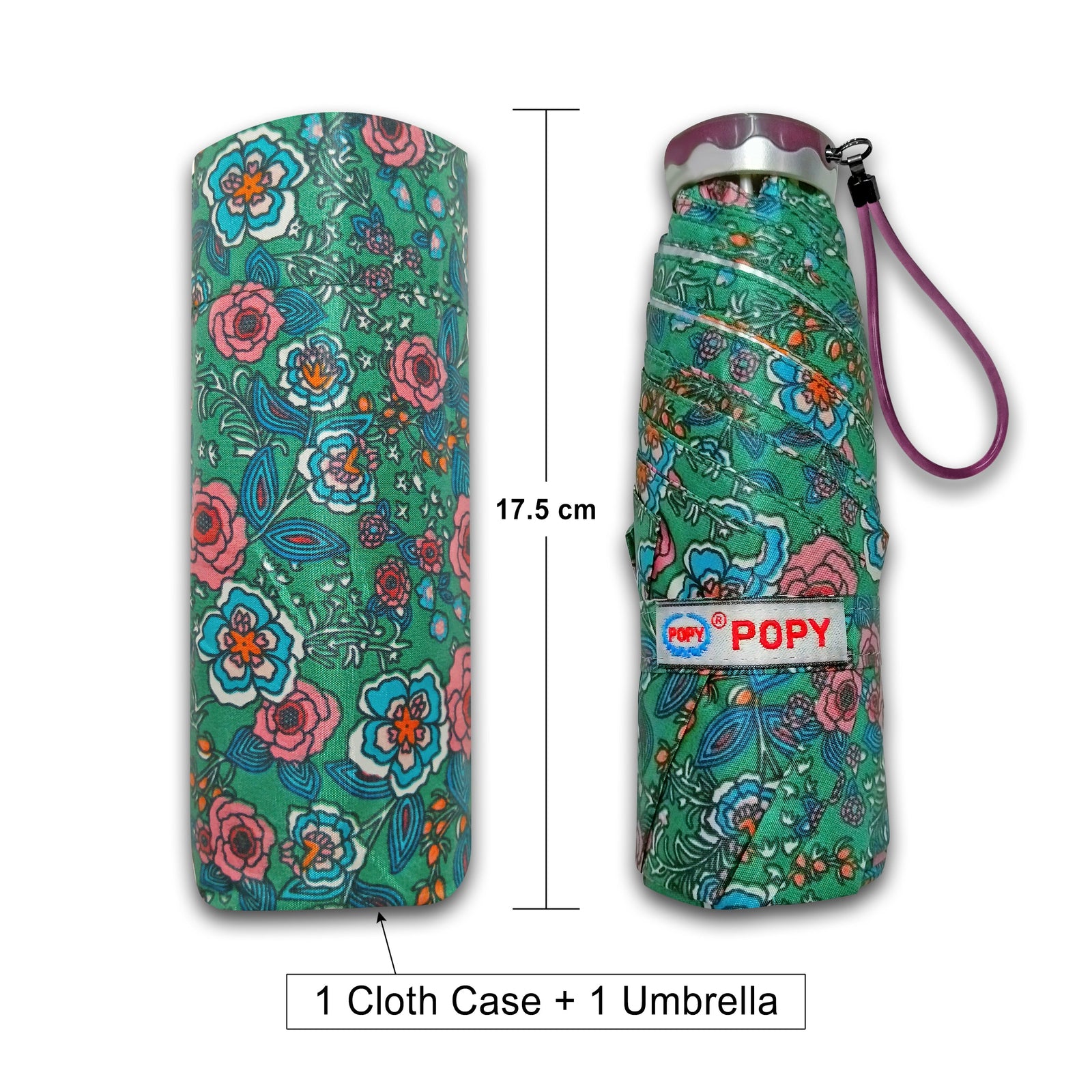 POPY NANO 5 FOLD PRINTED UMBRELLA WITH SILVER COATING