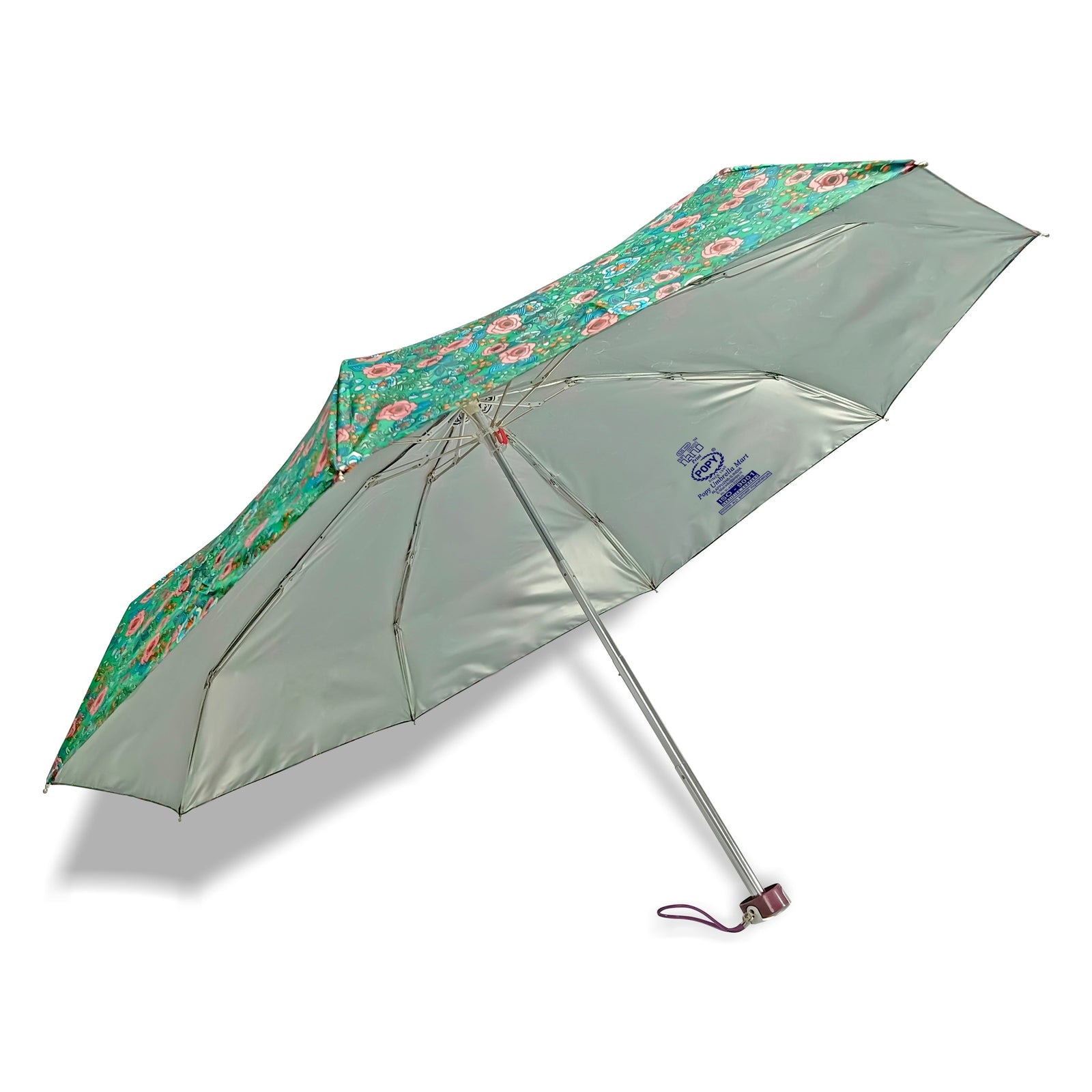 POPY NANO 5 FOLD PRINTED UMBRELLA WITH SILVER COATING
