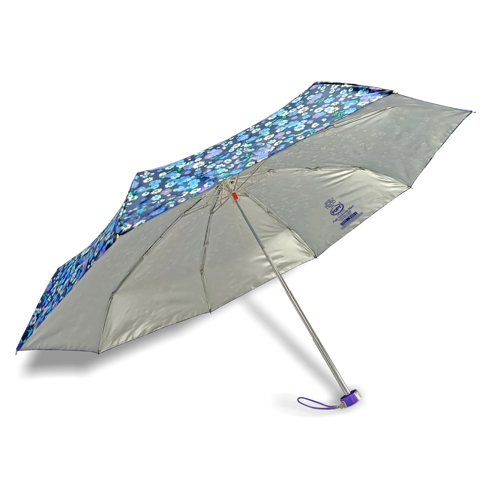POPY NANO 5 FOLD PRINTED UMBRELLA WITH SILVER COATING