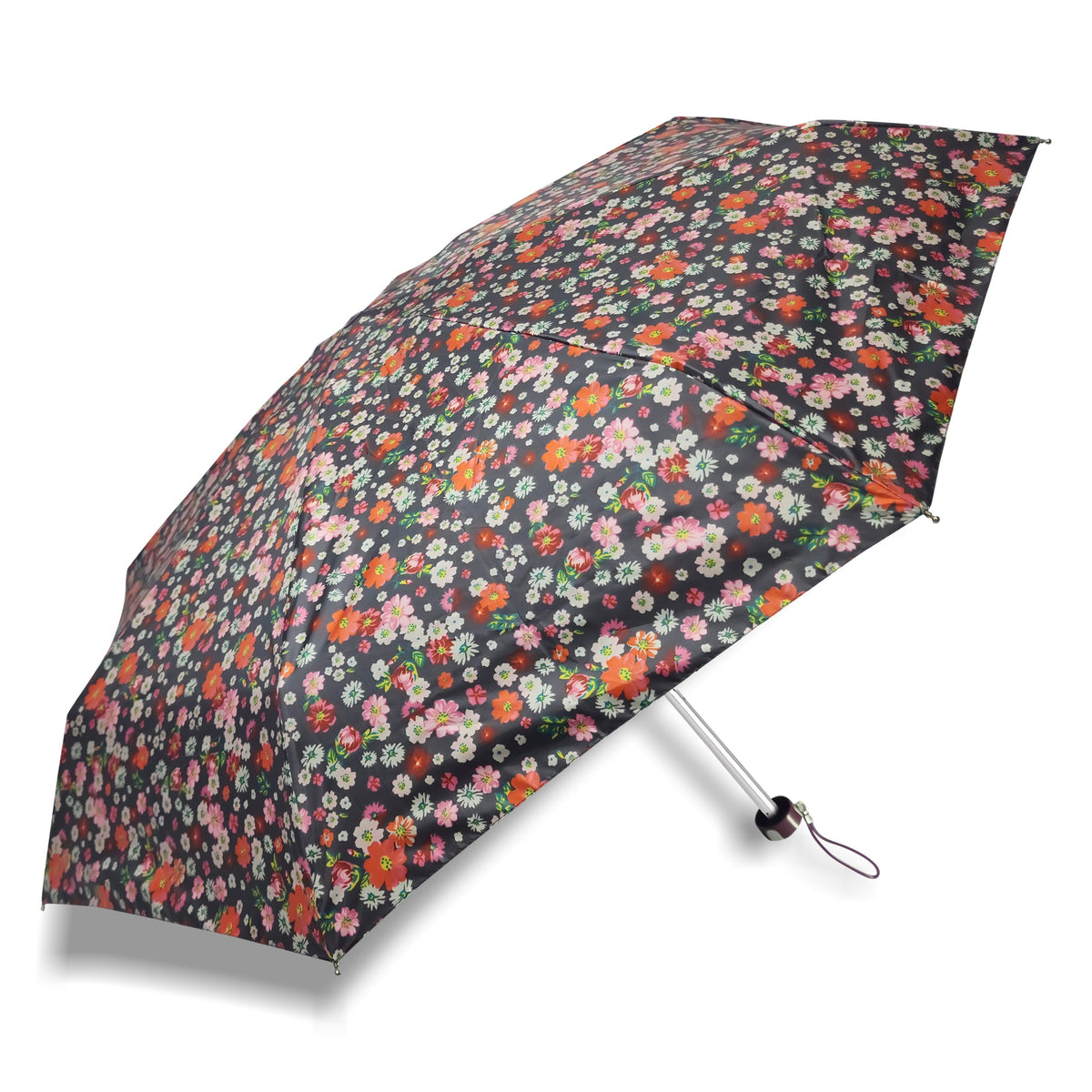 POPY NANO 5 FOLD PRINTED UMBRELLA WITH SILVER COATING