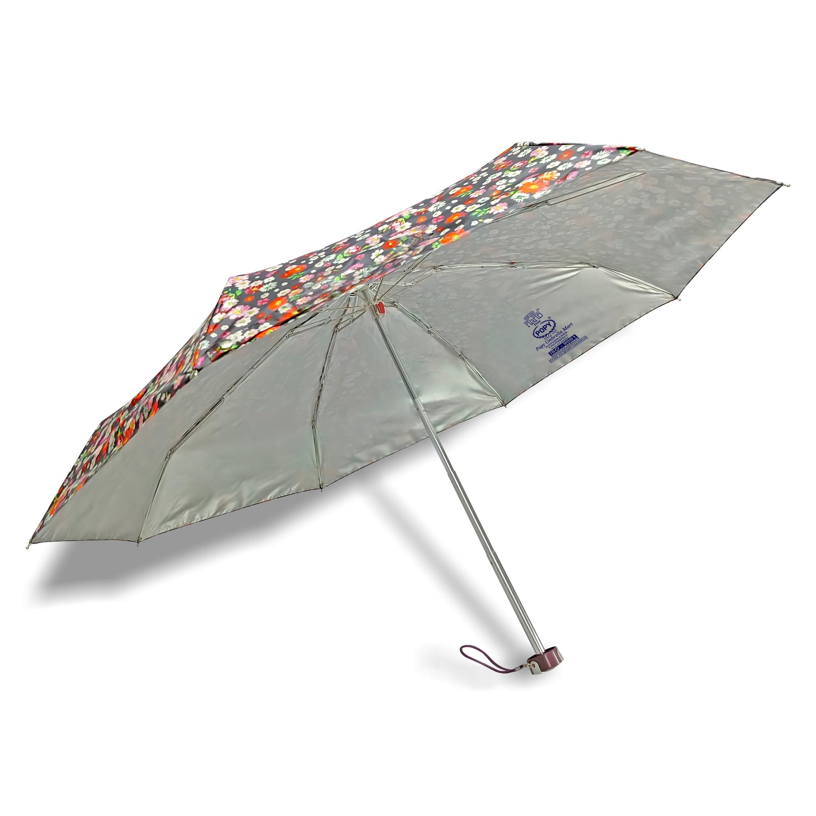 POPY NANO 5 FOLD PRINTED UMBRELLA WITH SILVER COATING