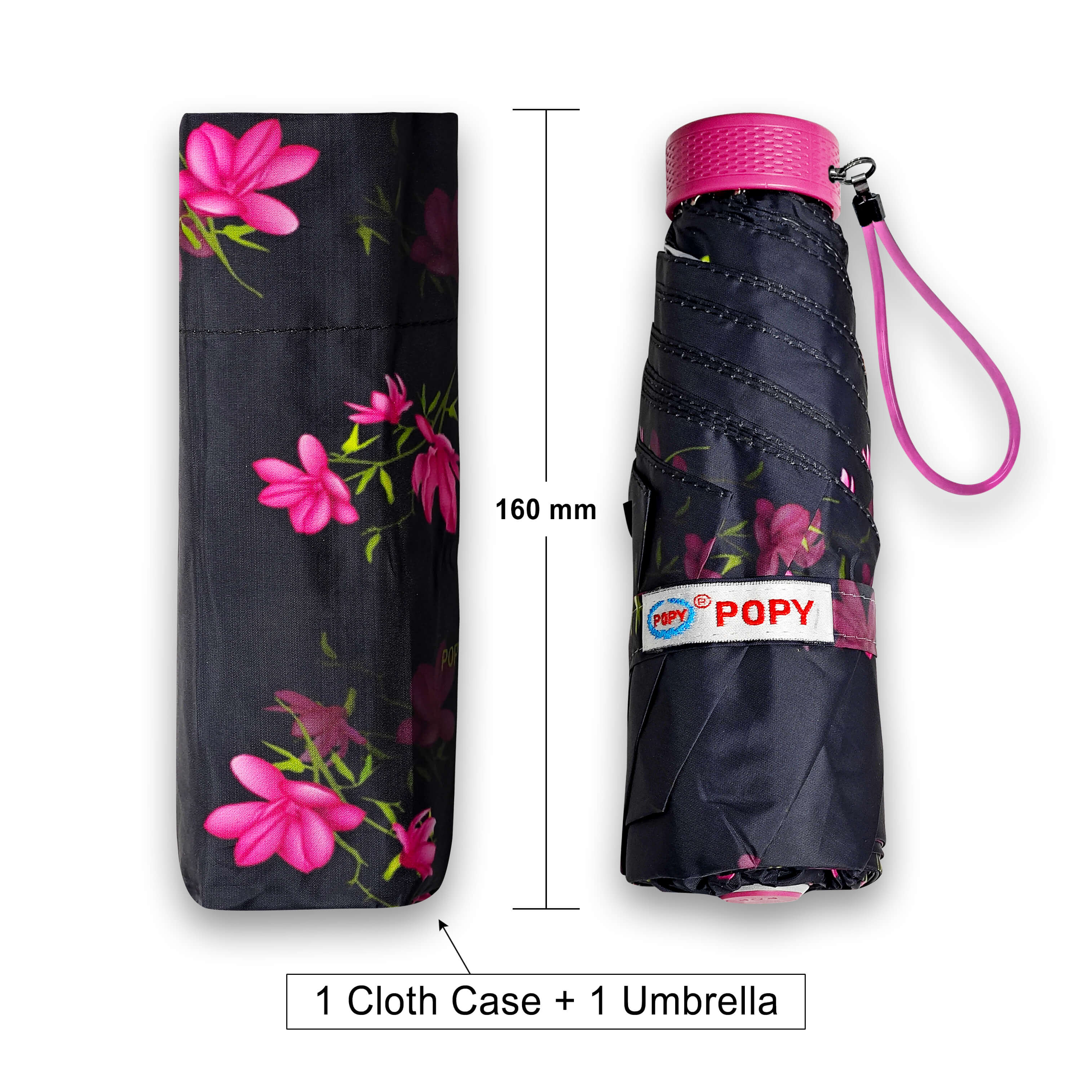 Popy Nano 5 Fold Printed Umbrella With Silver Coating