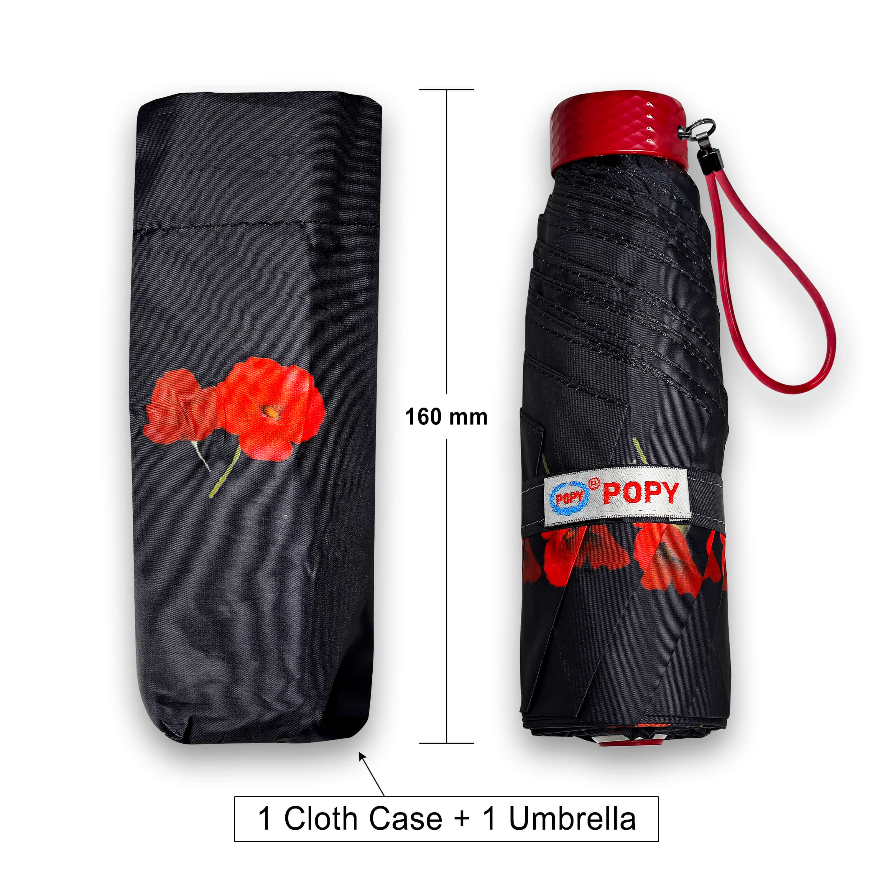 Popy Nano 5 Fold Printed Umbrella With Silver Coating