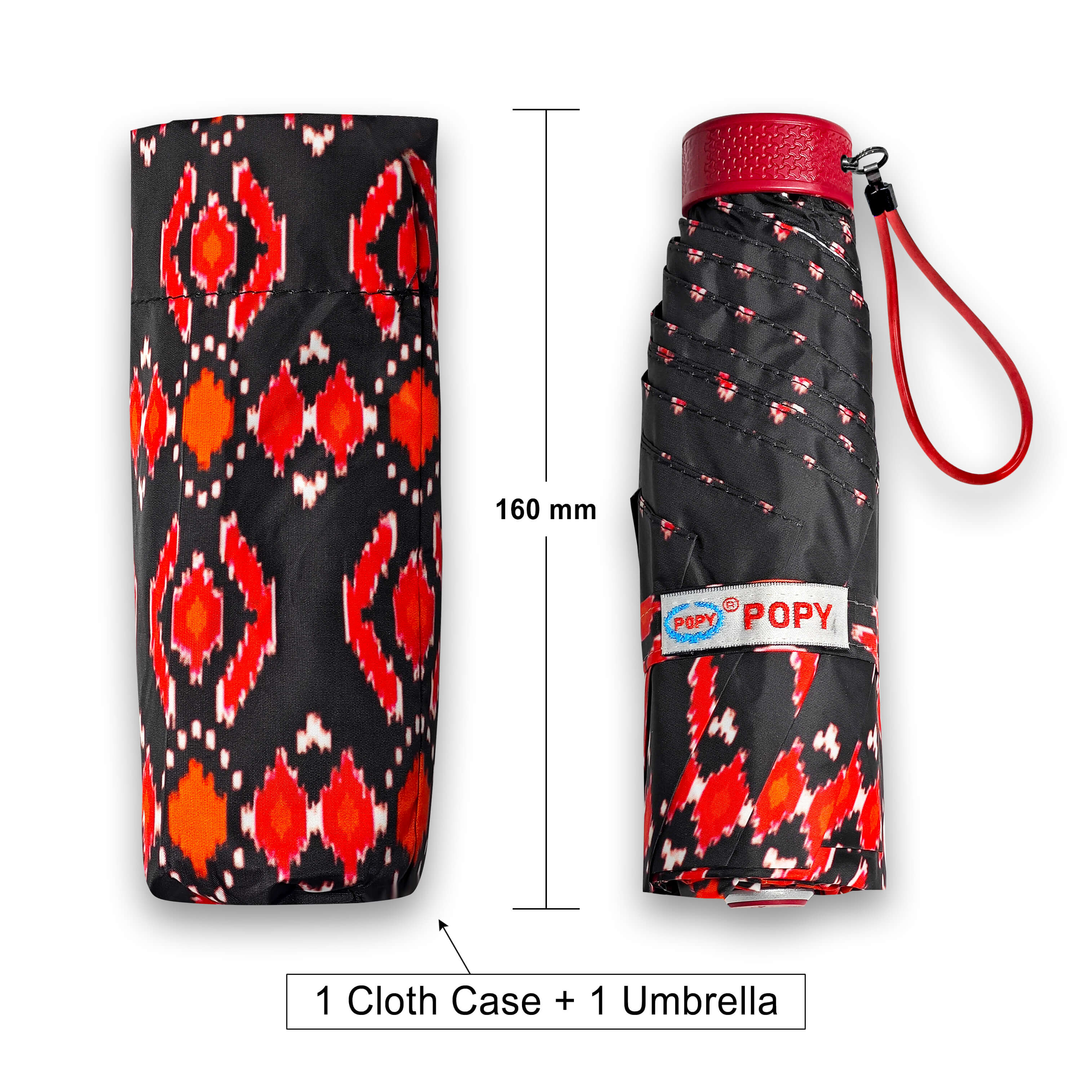 Popy Nano 5 Fold Printed Umbrella With Silver Coating