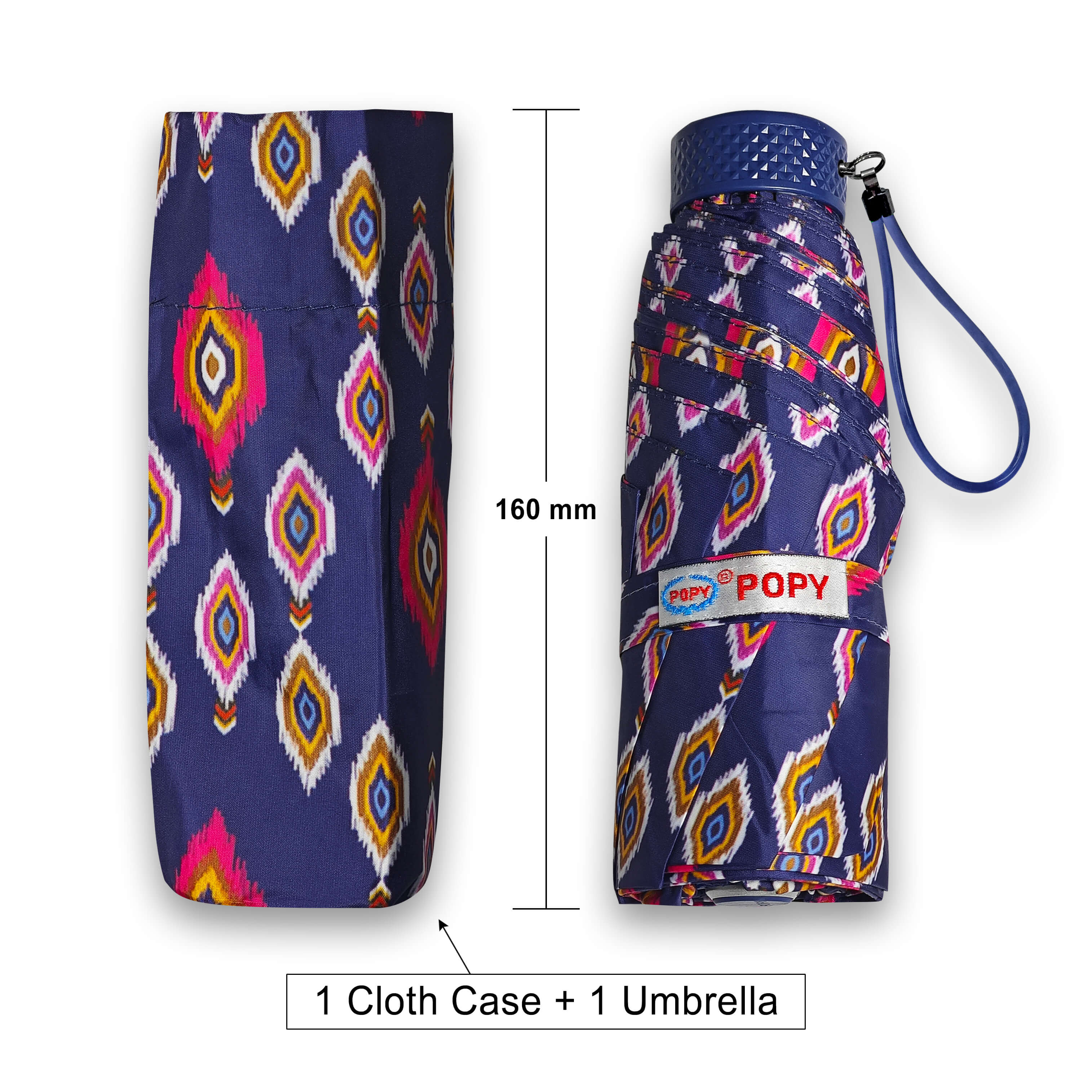 Popy Nano 5 Fold Printed Umbrella With Silver Coating