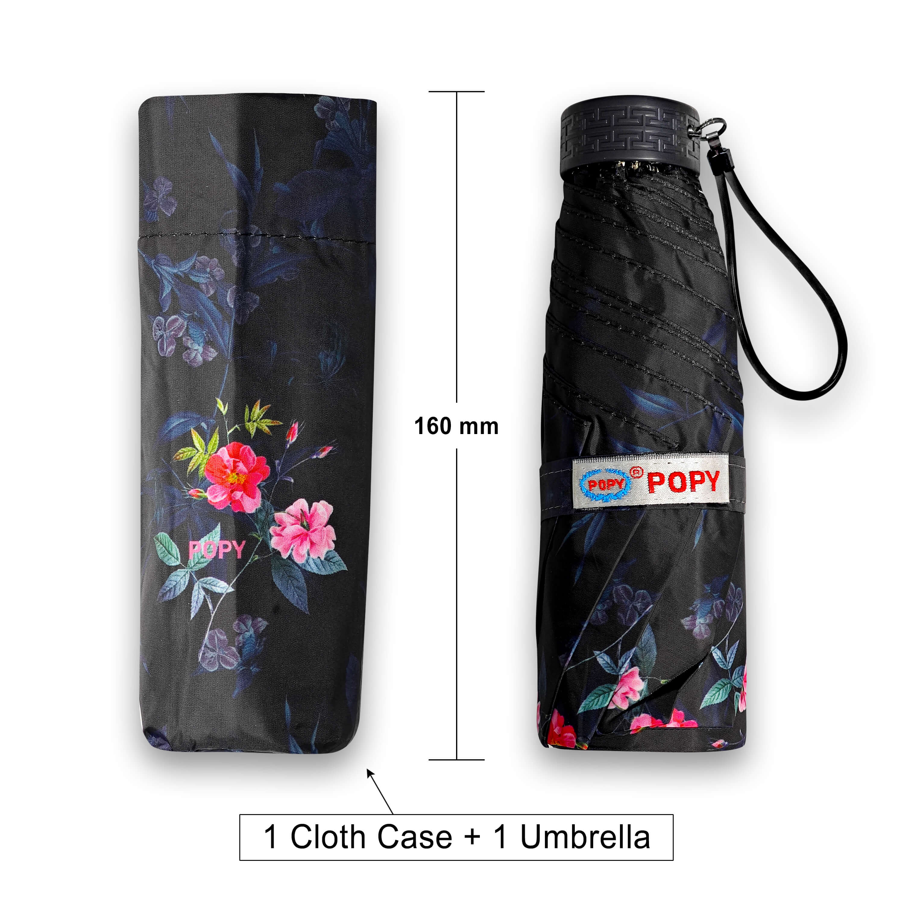 Popy Nano 5 Fold Printed Umbrella With Silver Coating