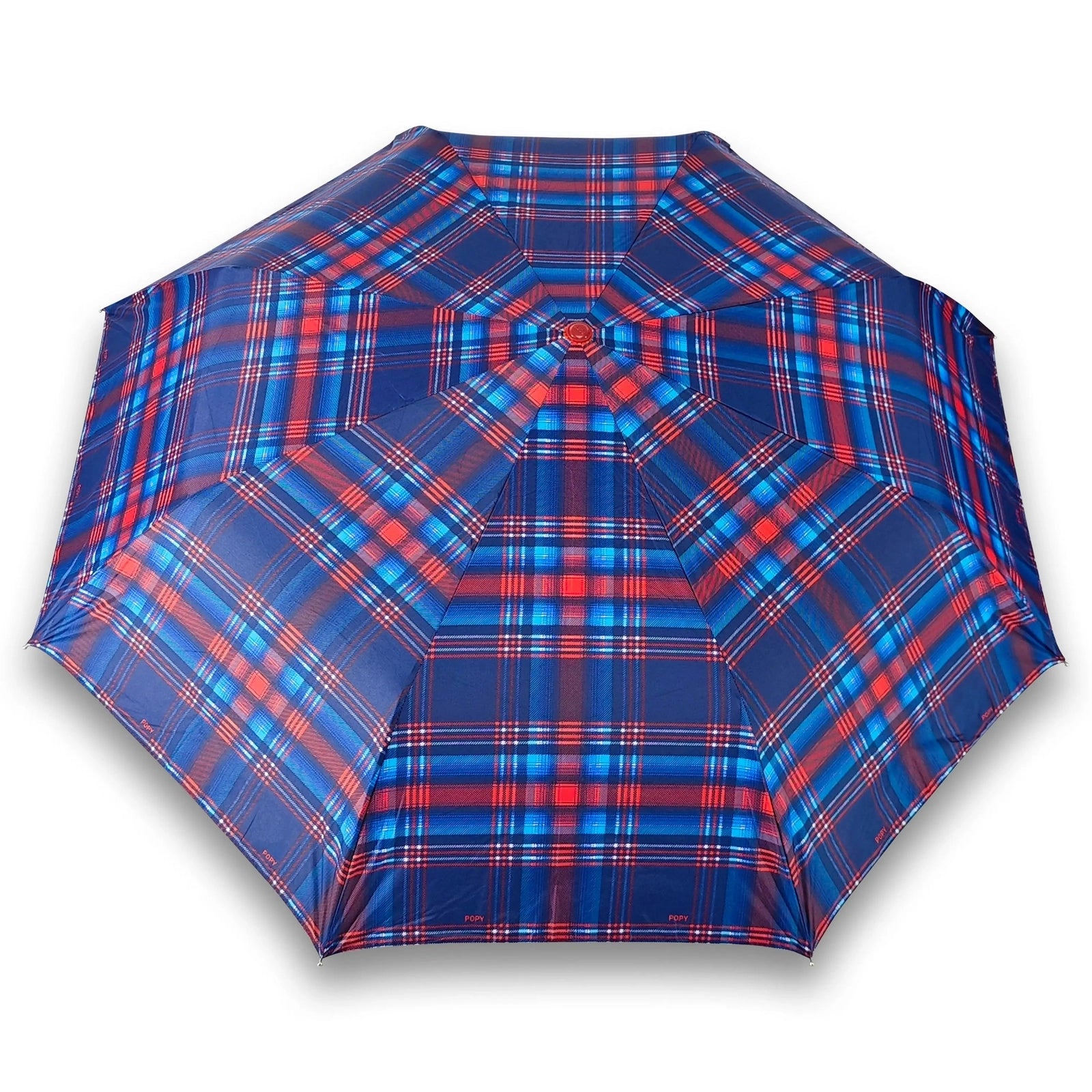 CHERRY SILVER 3 FOLD CHECK PRINT UMBRELLA