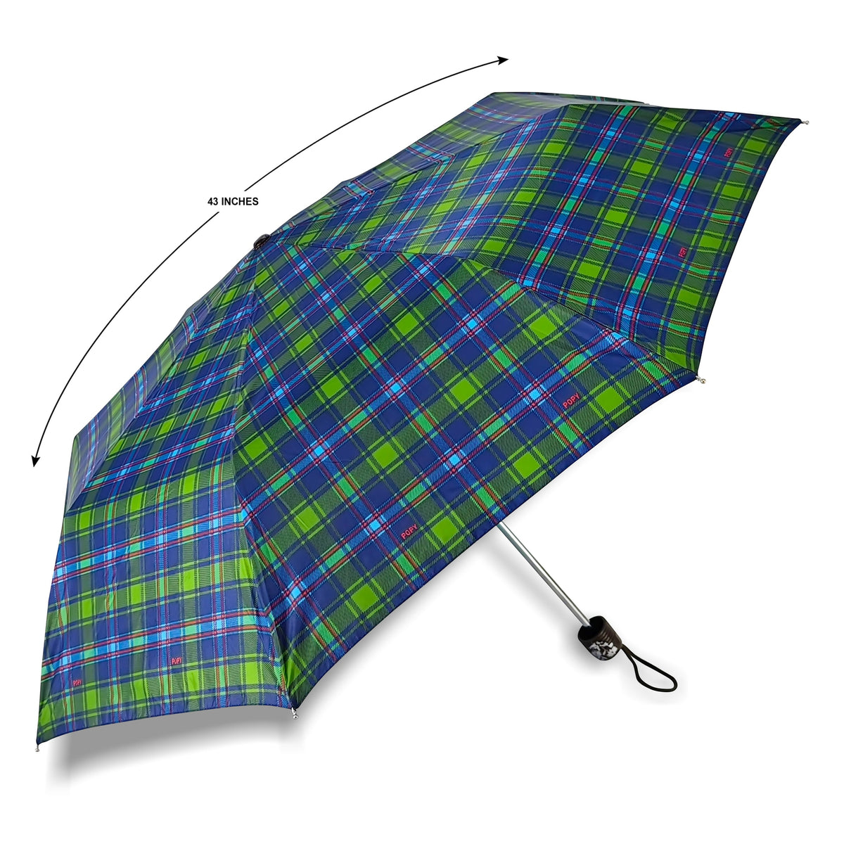CHERRY SILVER 3 FOLD CHECK PRINT UMBRELLA