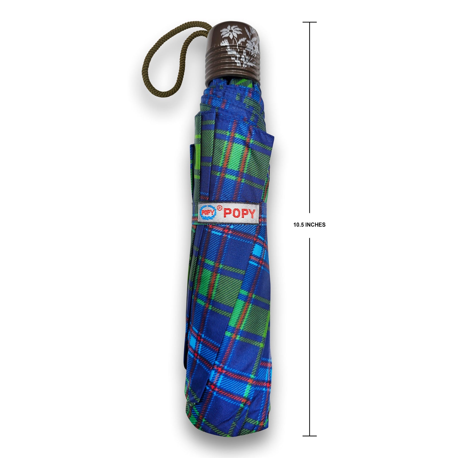 CHERRY SILVER 3 FOLD CHECK PRINT UMBRELLA