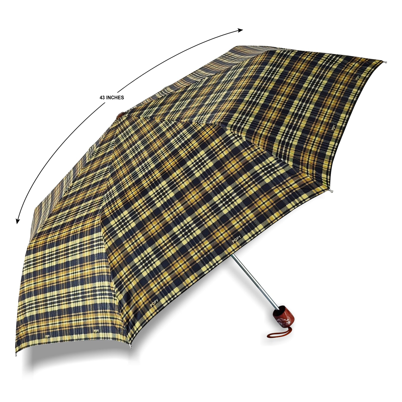 CHERRY SILVER 3 FOLD CHECK PRINT UMBRELLA