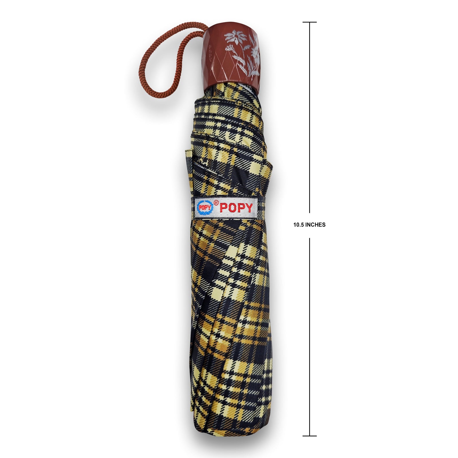 CHERRY SILVER 3 FOLD CHECK PRINT UMBRELLA