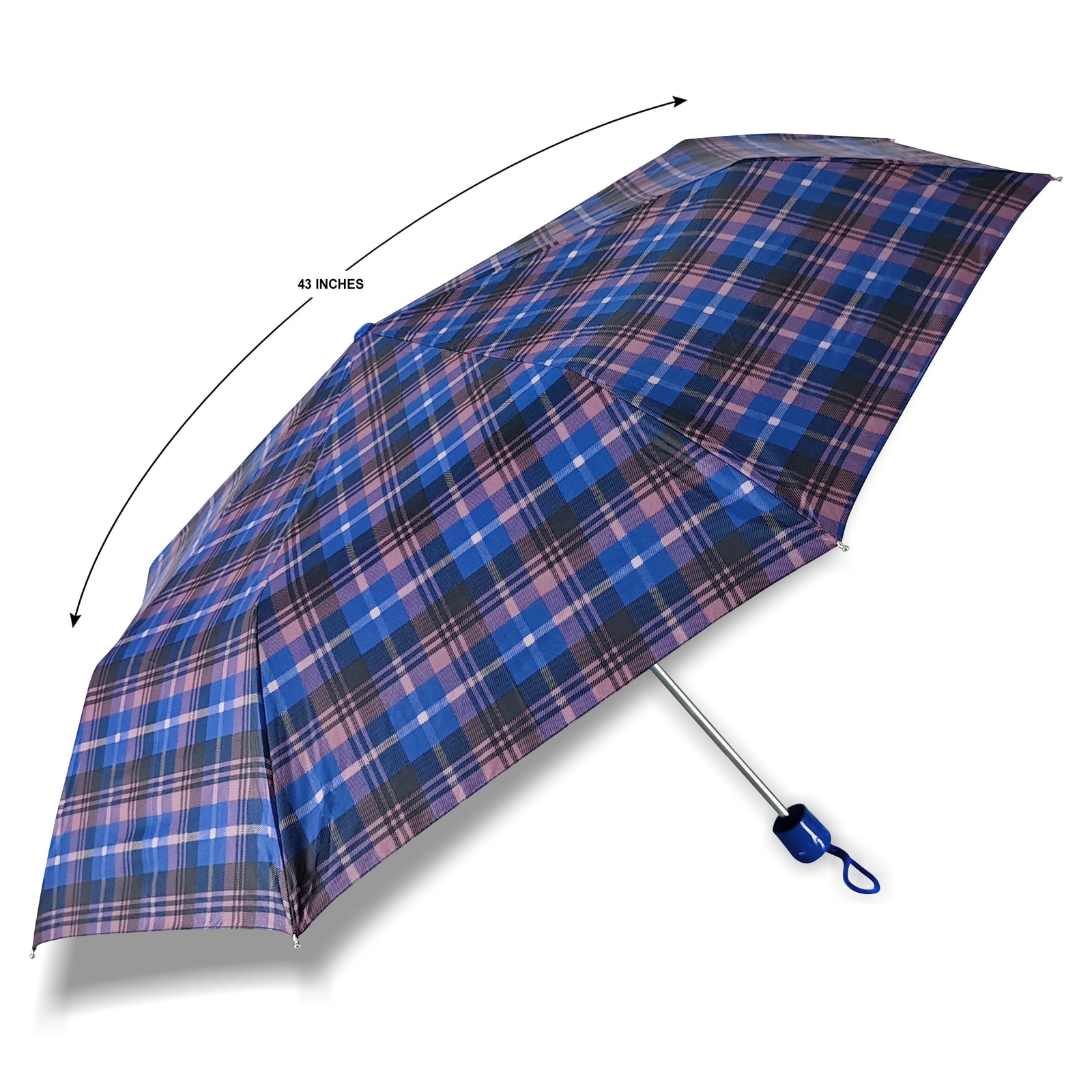 CHERRY SILVER 3 FOLD CHECK PRINT UMBRELLA