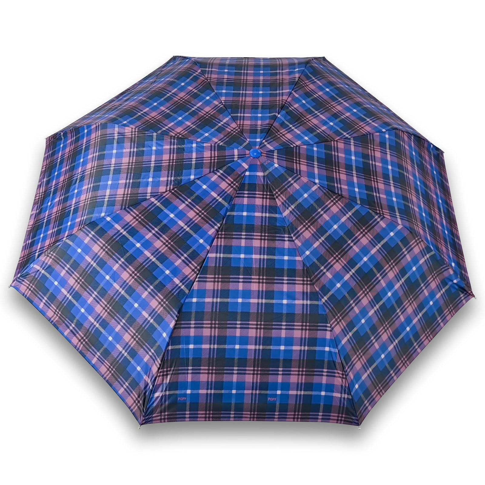 CHERRY SILVER 3 FOLD CHECK PRINT UMBRELLA