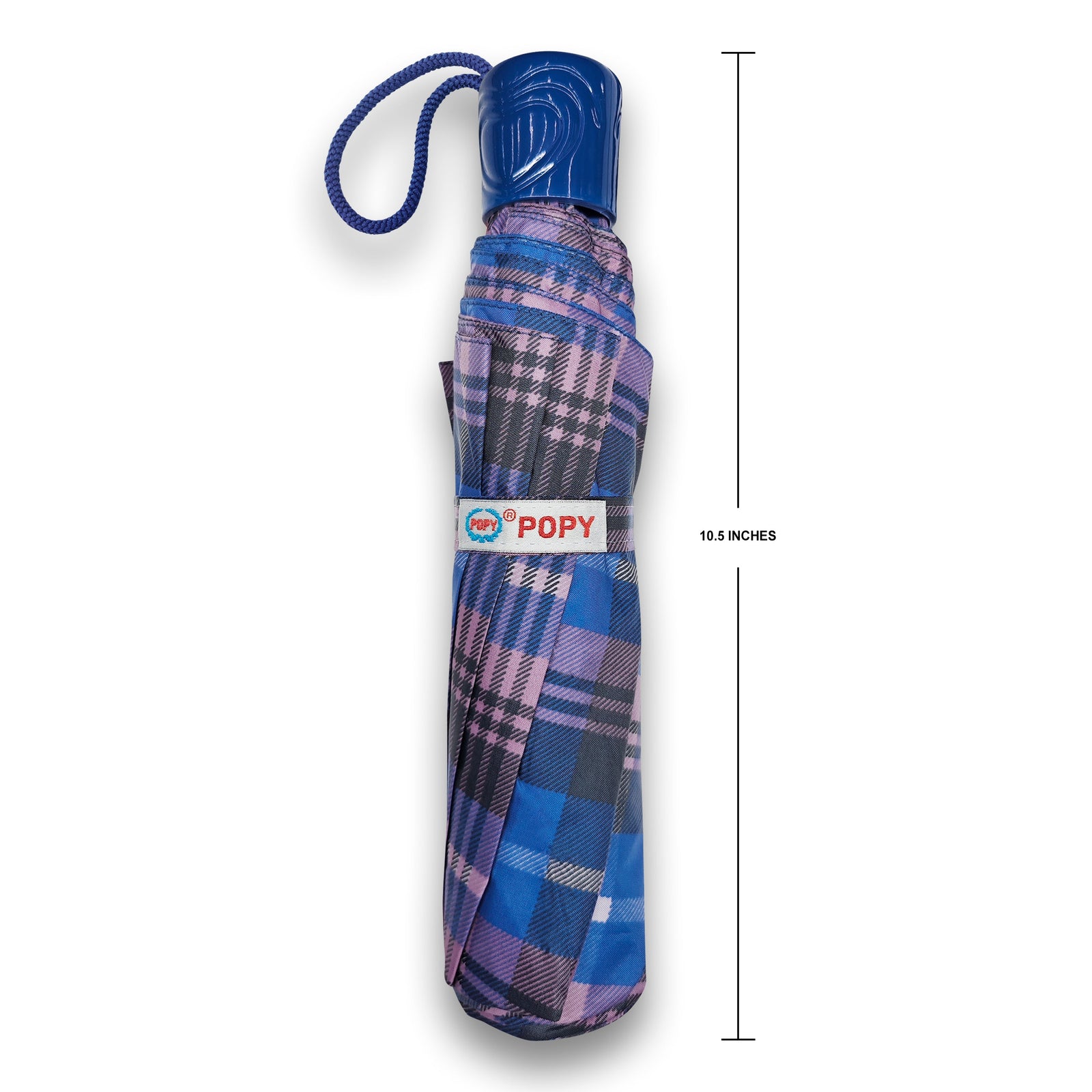 CHERRY SILVER 3 FOLD CHECK PRINT UMBRELLA