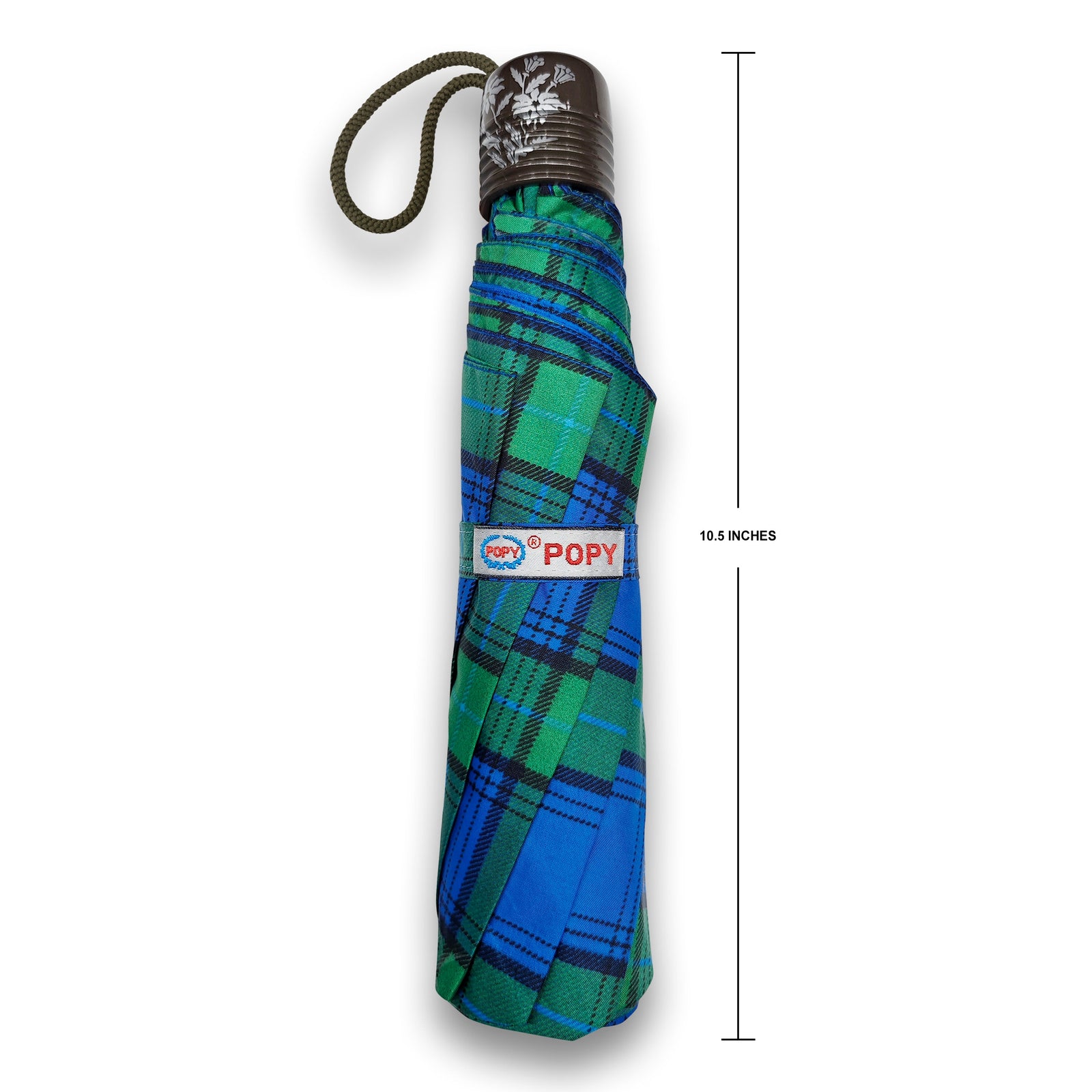 CHERRY SILVER 3 FOLD CHECK PRINT UMBRELLA