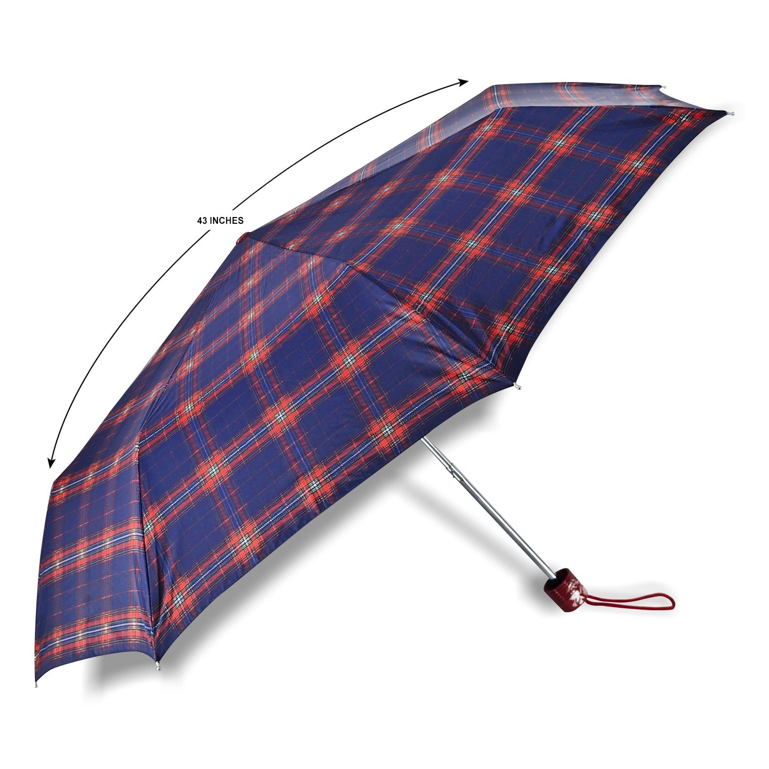 CHERRY SILVER 3 FOLD CHECK PRINT UMBRELLA
