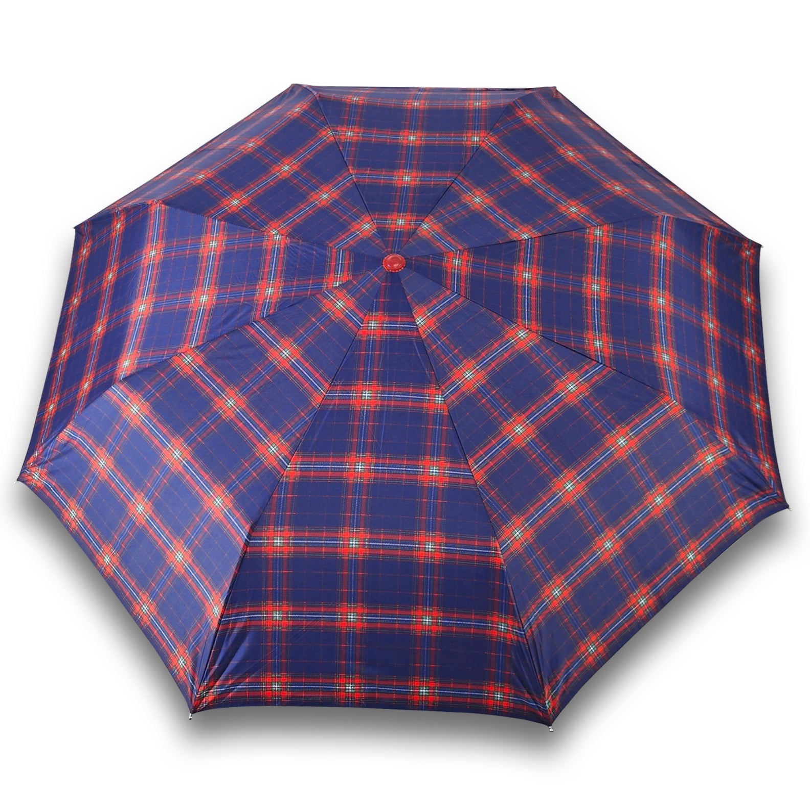 CHERRY SILVER 3 FOLD CHECK PRINT UMBRELLA
