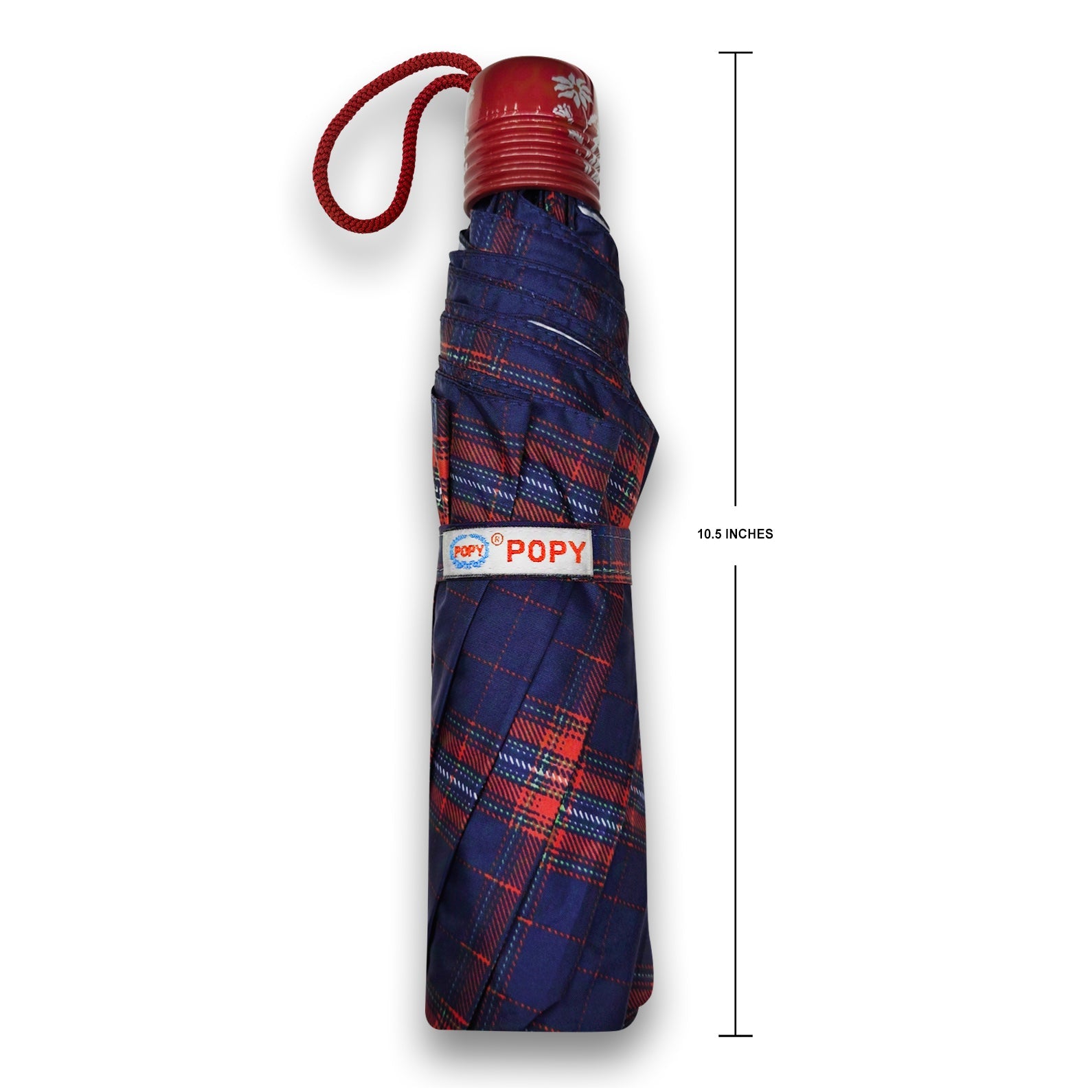 CHERRY SILVER 3 FOLD CHECK PRINT UMBRELLA