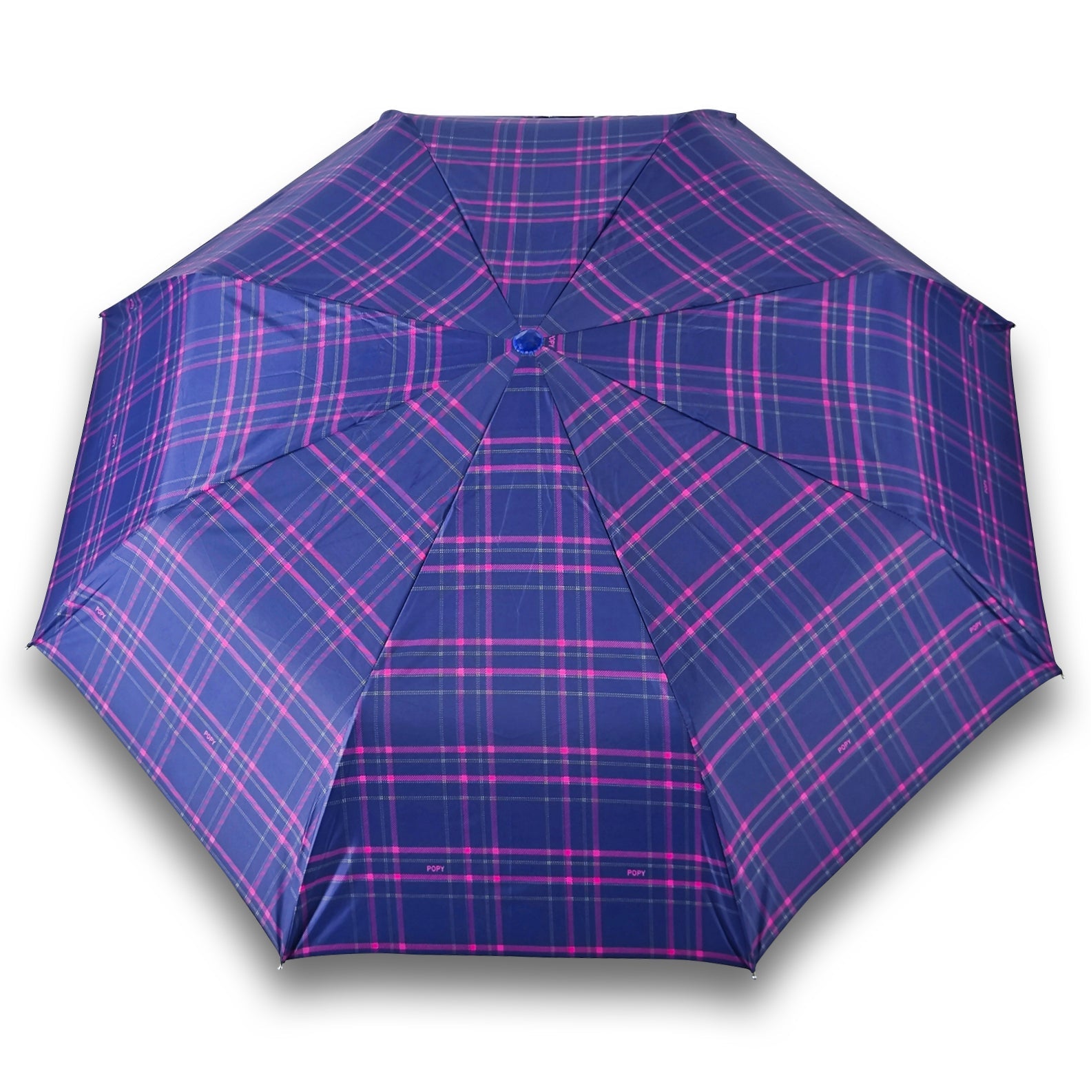 CHERRY SILVER 3 FOLD CHECK PRINT UMBRELLA