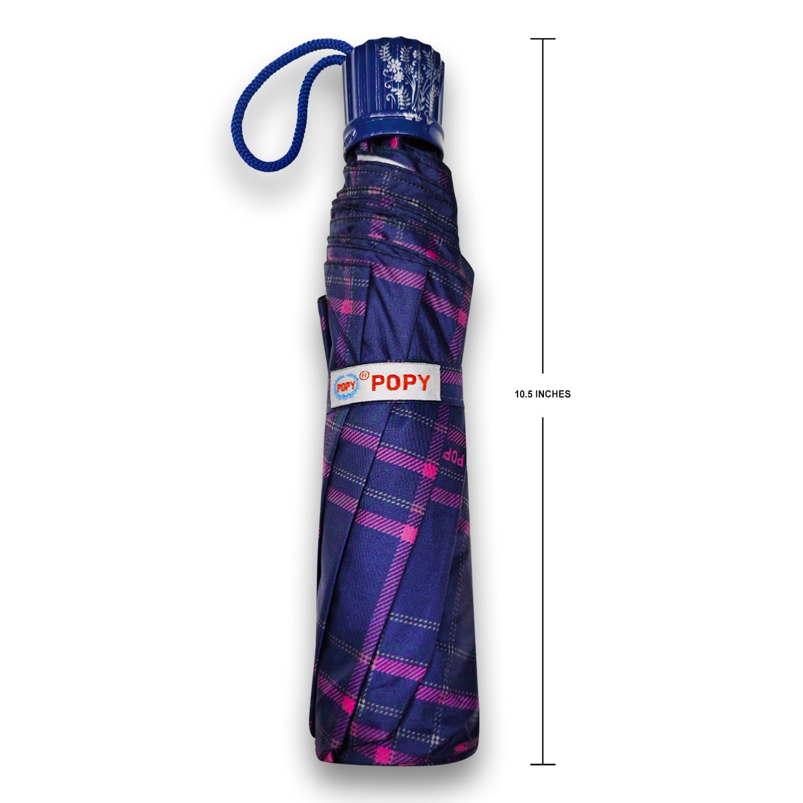 CHERRY SILVER 3 FOLD CHECK PRINT UMBRELLA