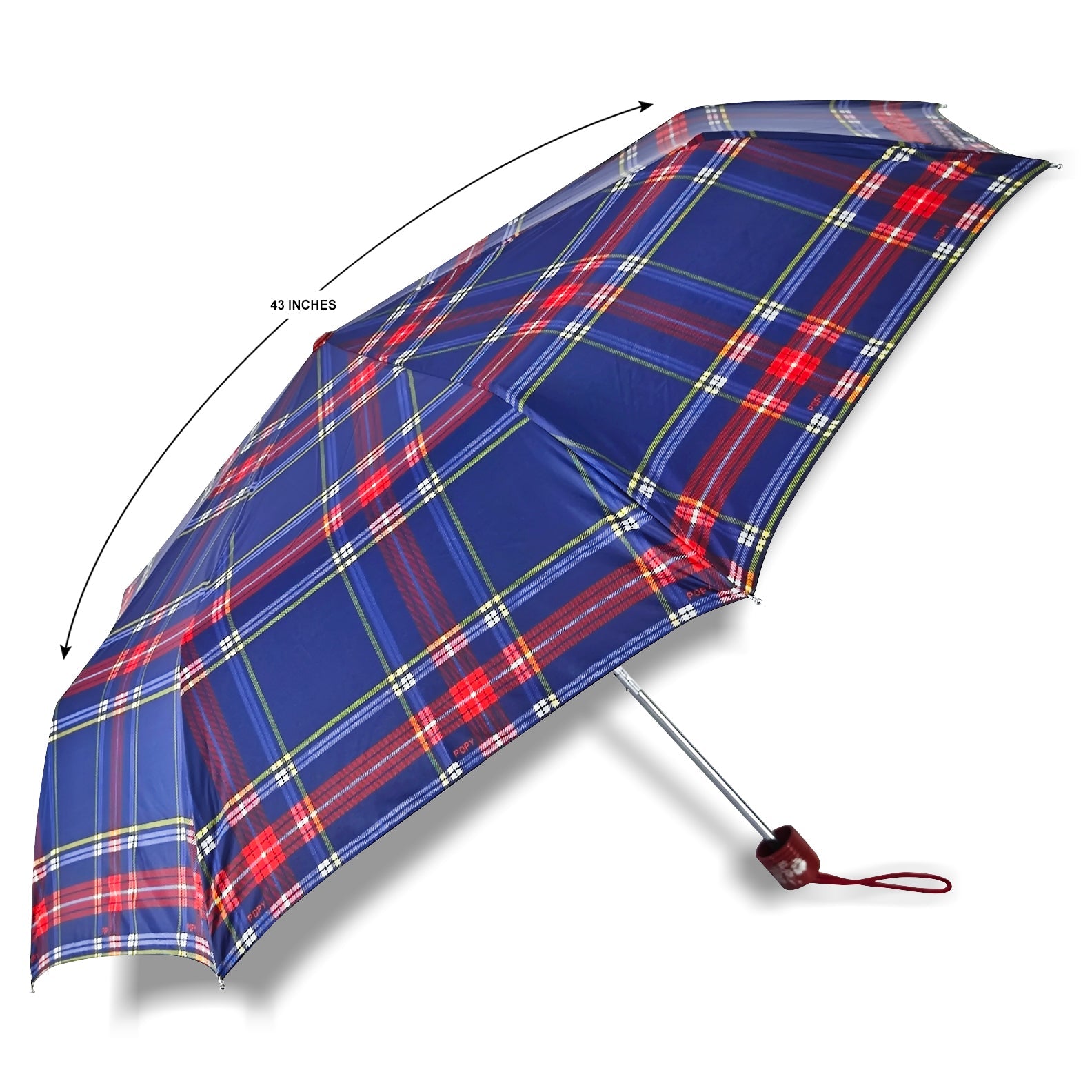 CHERRY SILVER 3 FOLD CHECK PRINT UMBRELLA