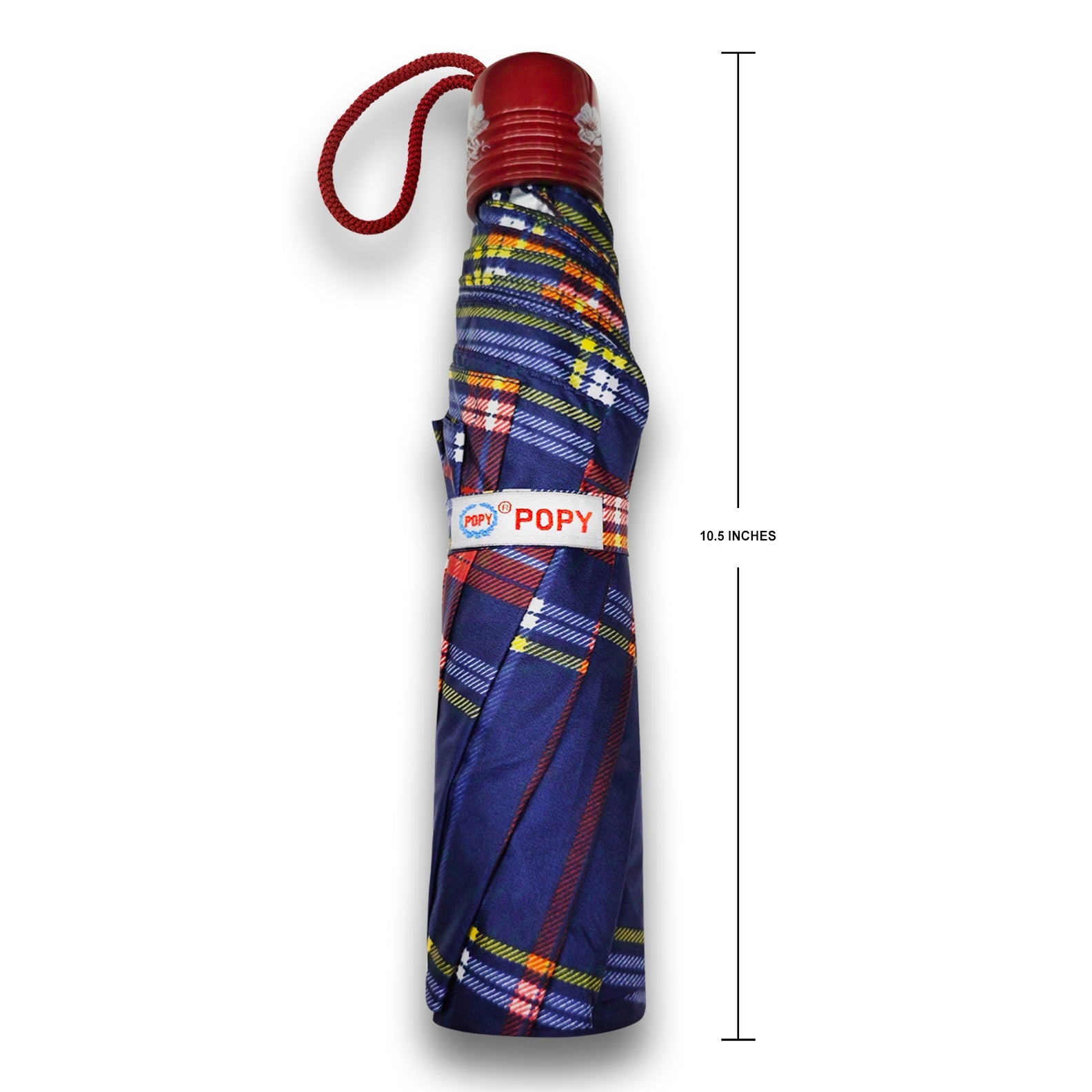 CHERRY SILVER 3 FOLD CHECK PRINT UMBRELLA