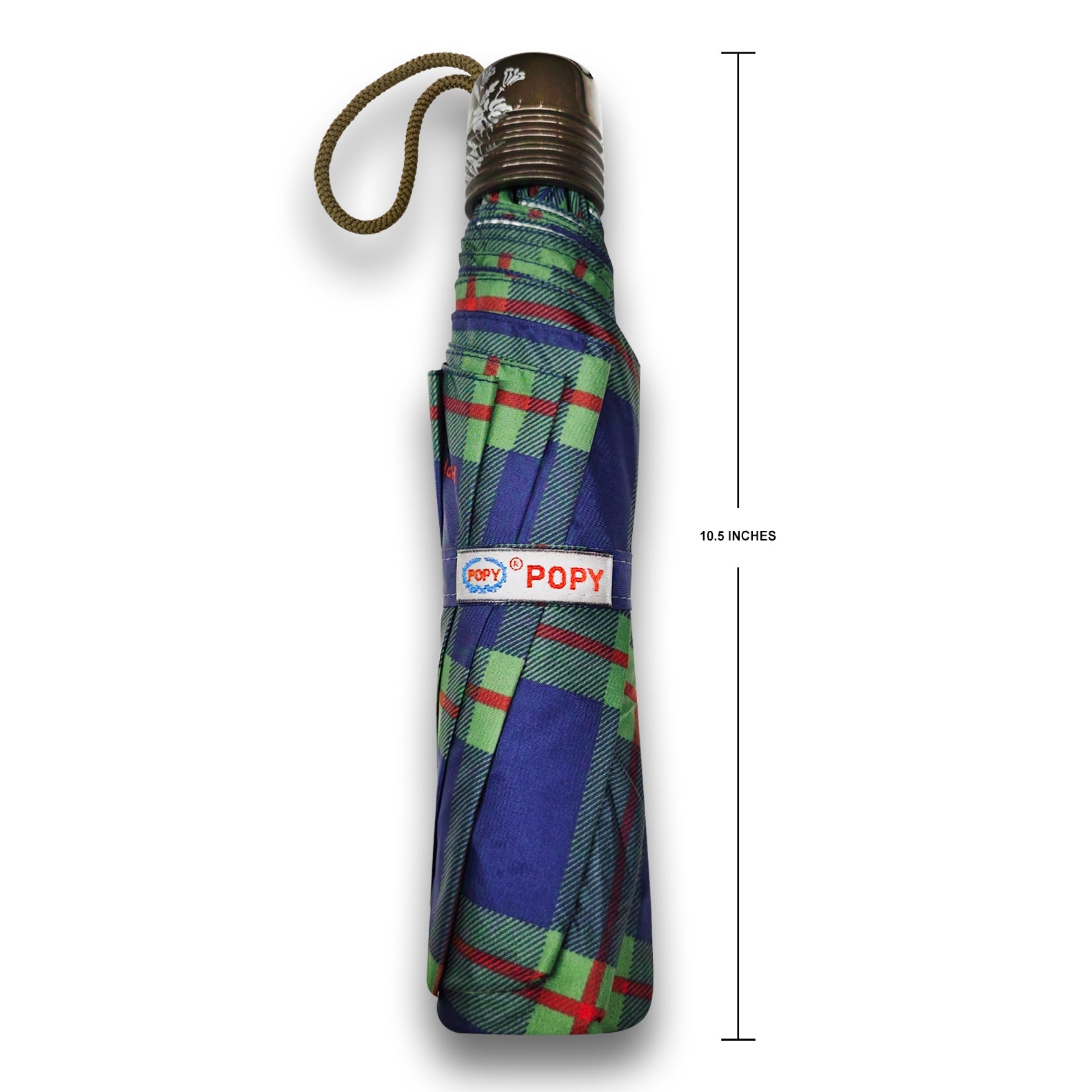 CHERRY SILVER 3 FOLD CHECK PRINT UMBRELLA