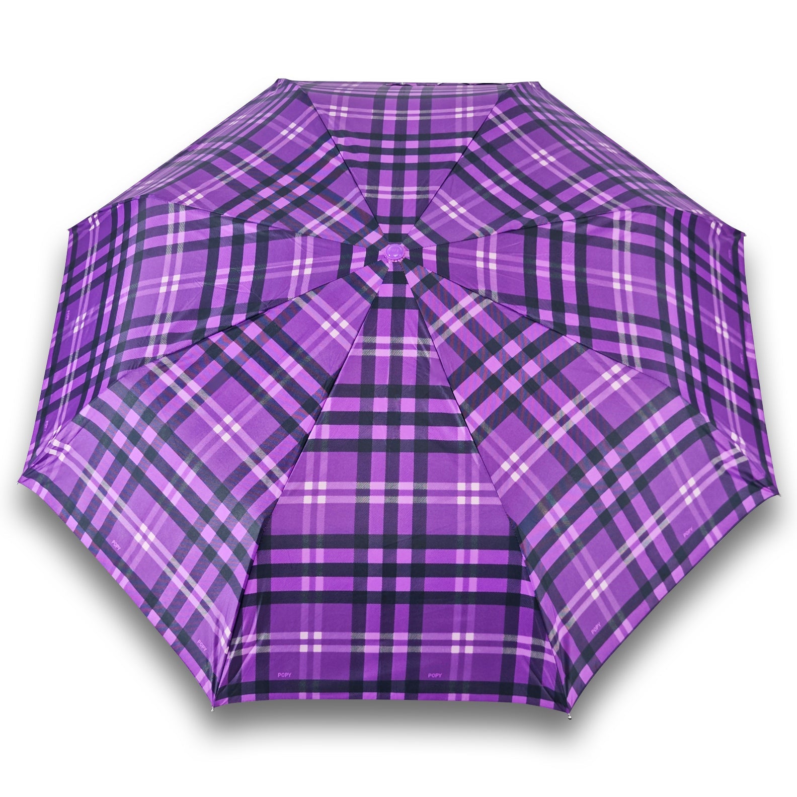 CHERRY SILVER 3 FOLD CHECK PRINT UMBRELLA
