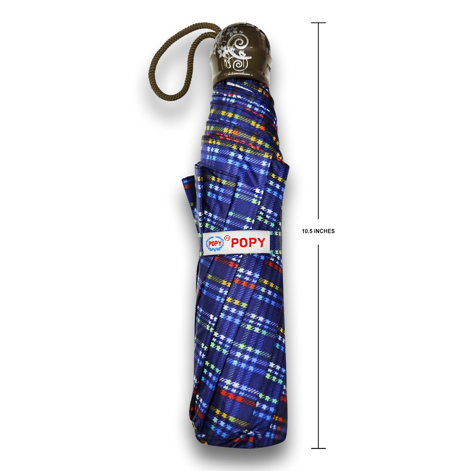 CHERRY SILVER 3 FOLD CHECK PRINT UMBRELLA