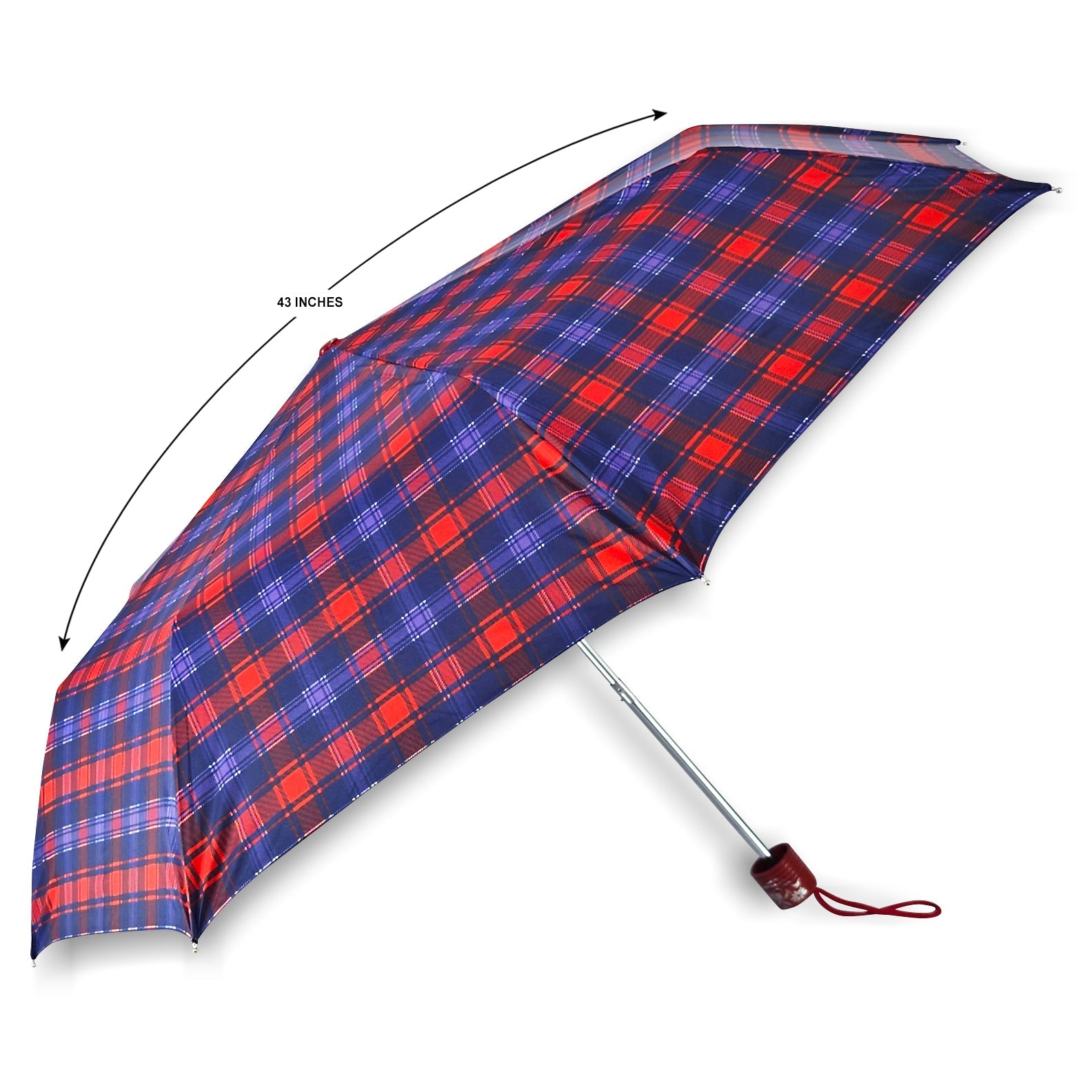 CHERRY SILVER 3 FOLD CHECK PRINT UMBRELLA