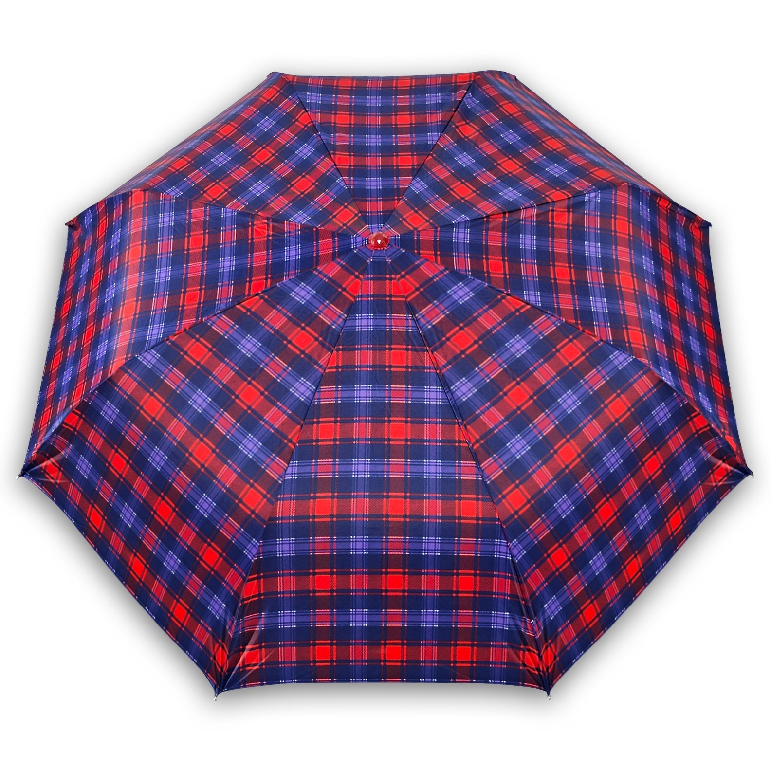 CHERRY SILVER 3 FOLD CHECK PRINT UMBRELLA