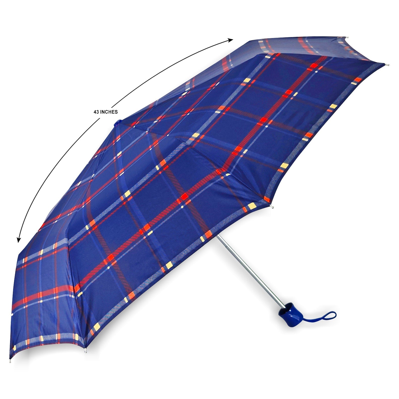 CHERRY SILVER 3 FOLD CHECK PRINT UMBRELLA